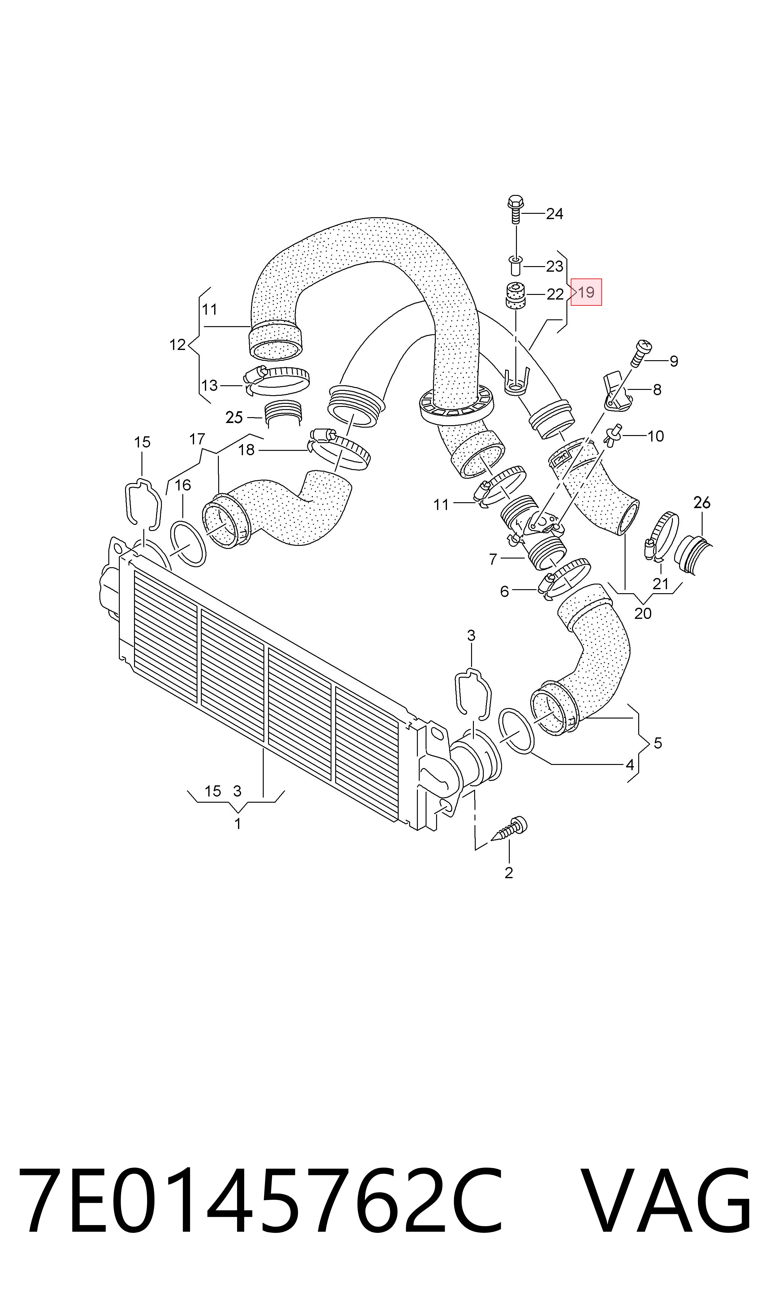 7E0145762C VAG Mangueira (cano derivado) de intercooler