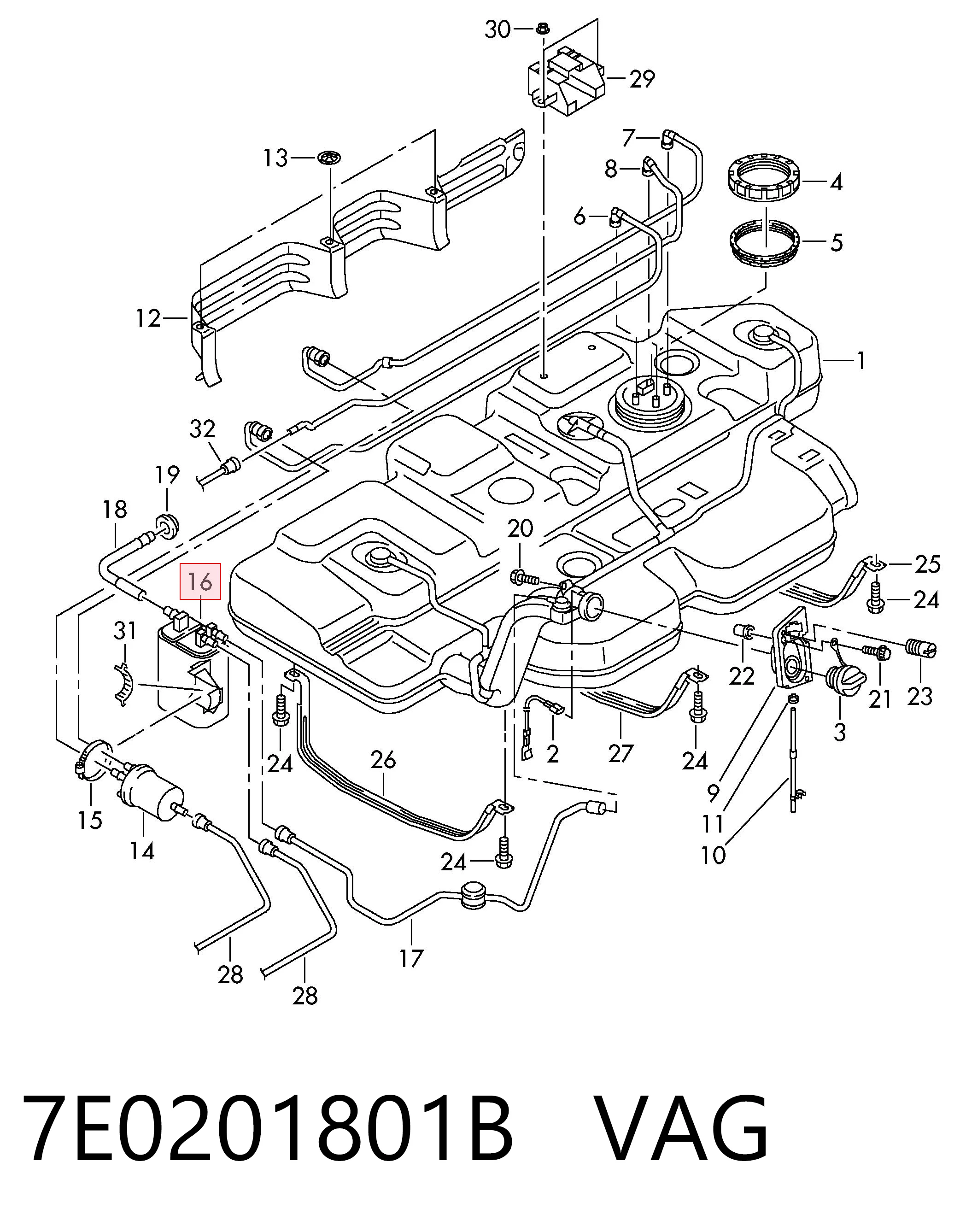 Adsorvedor dos vapores de combustível Volkswagen Transporter 7HB, 7HJ, 7EB, 7EJ ao melhor preço