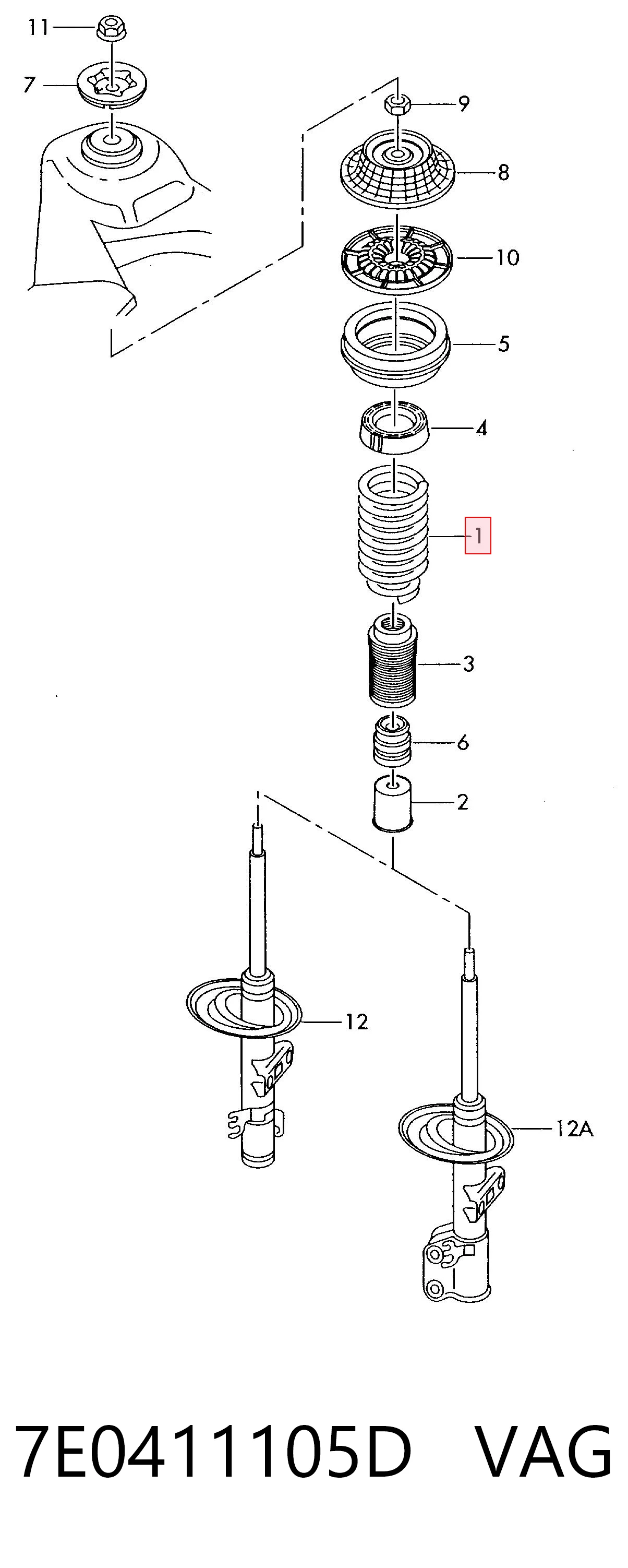7E0411105D VAG Mola dianteira