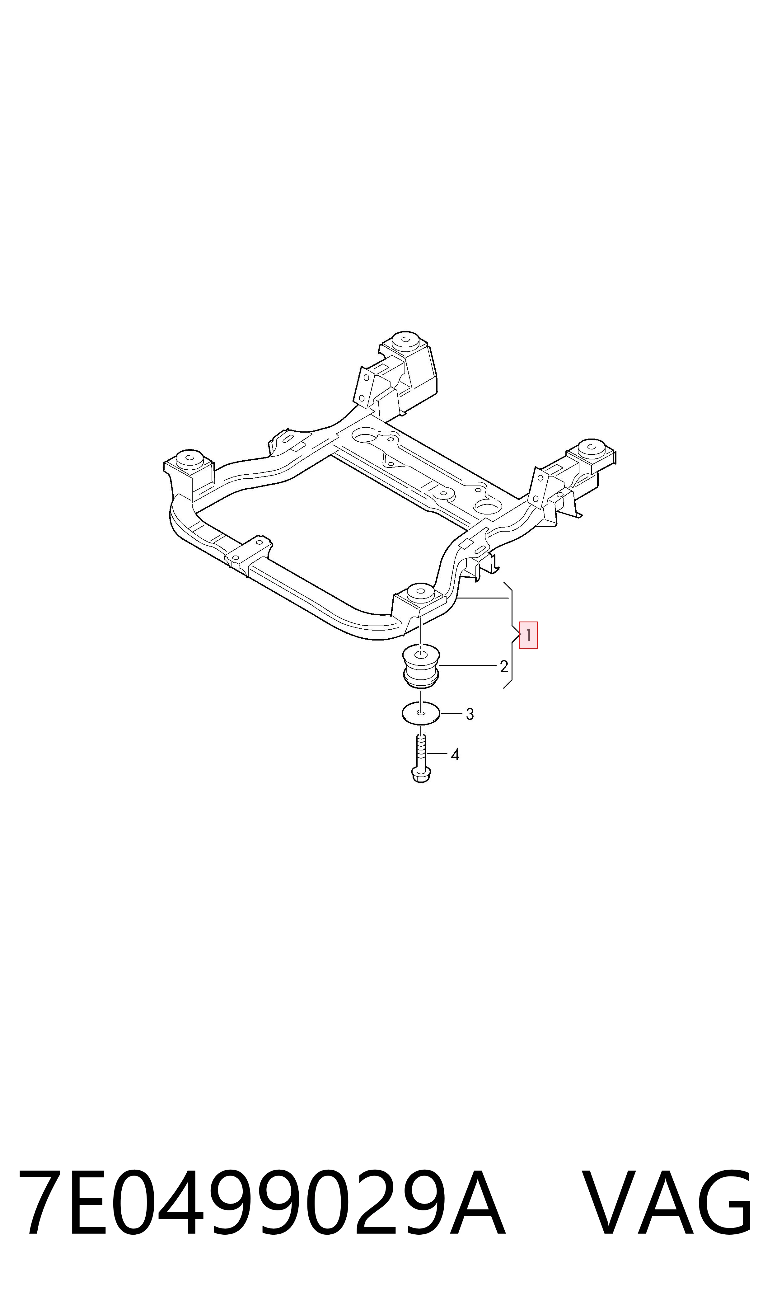 Viga de suspensão dianteira (plataforma veicular) Volkswagen Transporter T5 7HB, 7HJ, 7EB, 7EJ