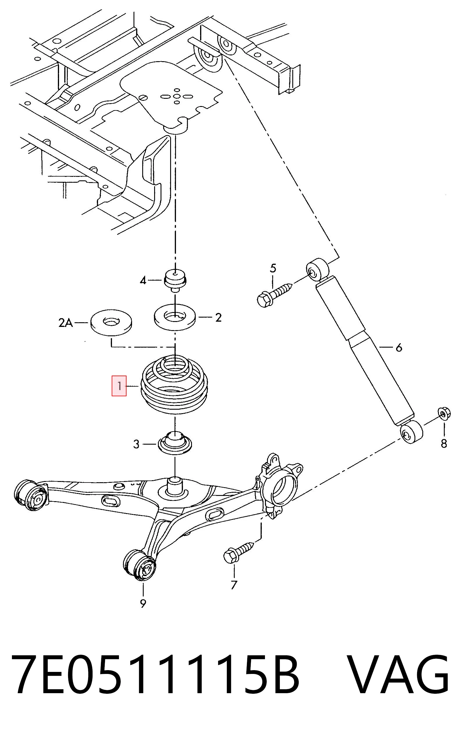 Mola traseira para Volkswagen Transporter 7HB, 7HJ, 7EB, 7EJ
