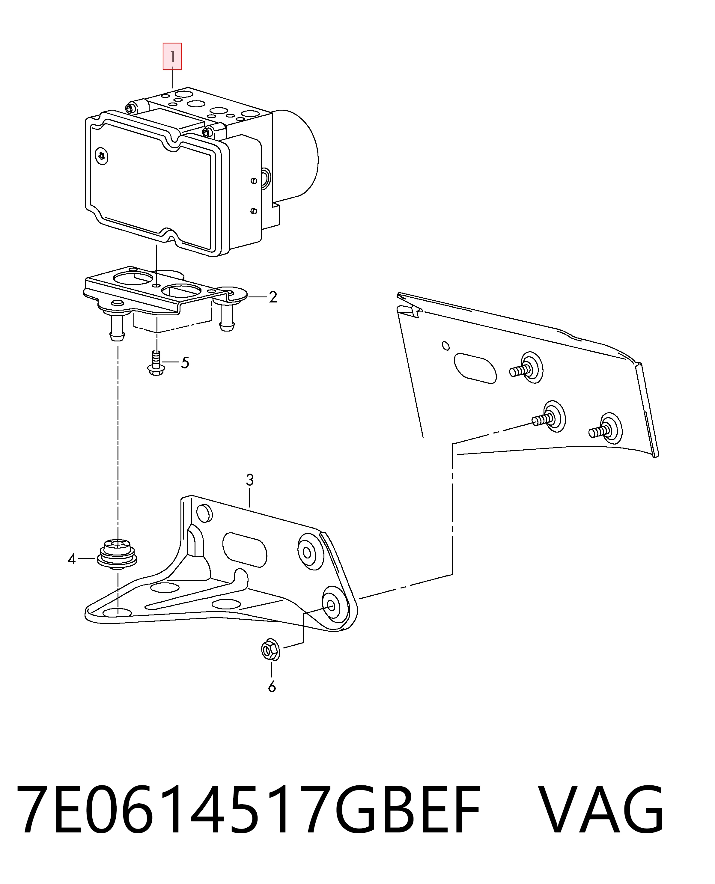 Unidade hidráulico de controlo ABS para Volkswagen Multivan 7HM, 7HN, 7HF, 7EF, 7EM, 7EN
