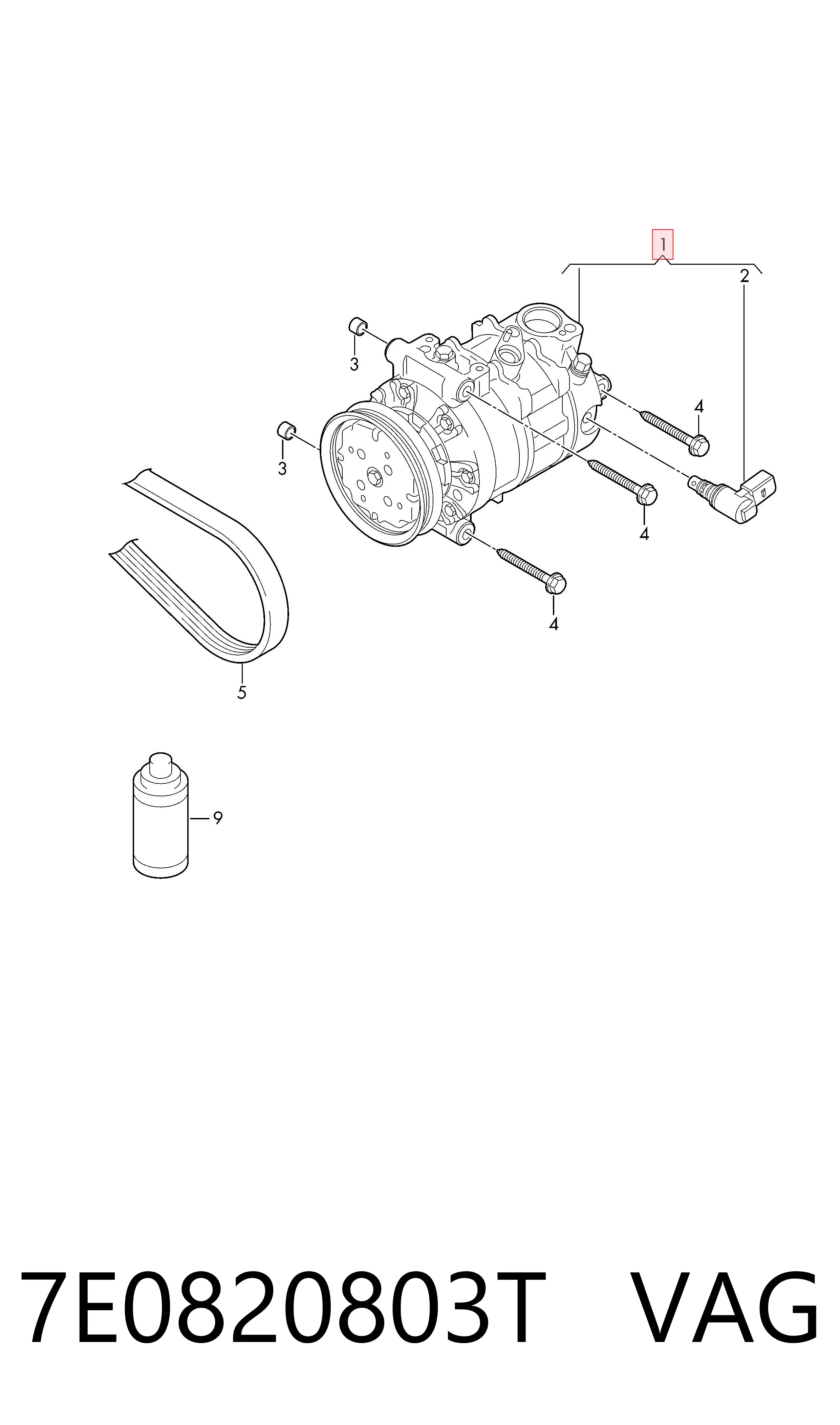 7E0820803T VAG Compressor de aparelho de ar condicionado