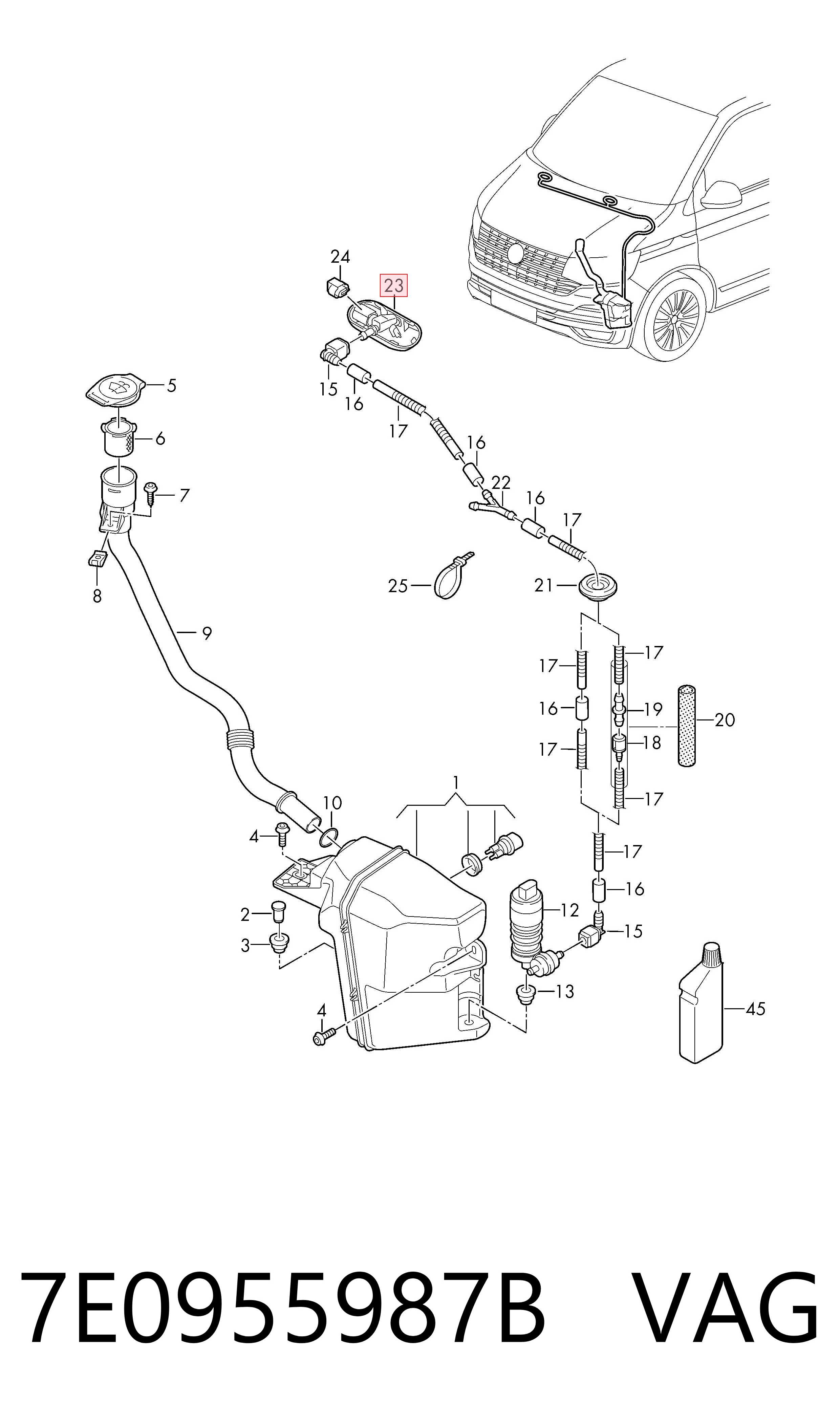 7E0955987B VAG Injetor de fluido para lavador de pára-brisas