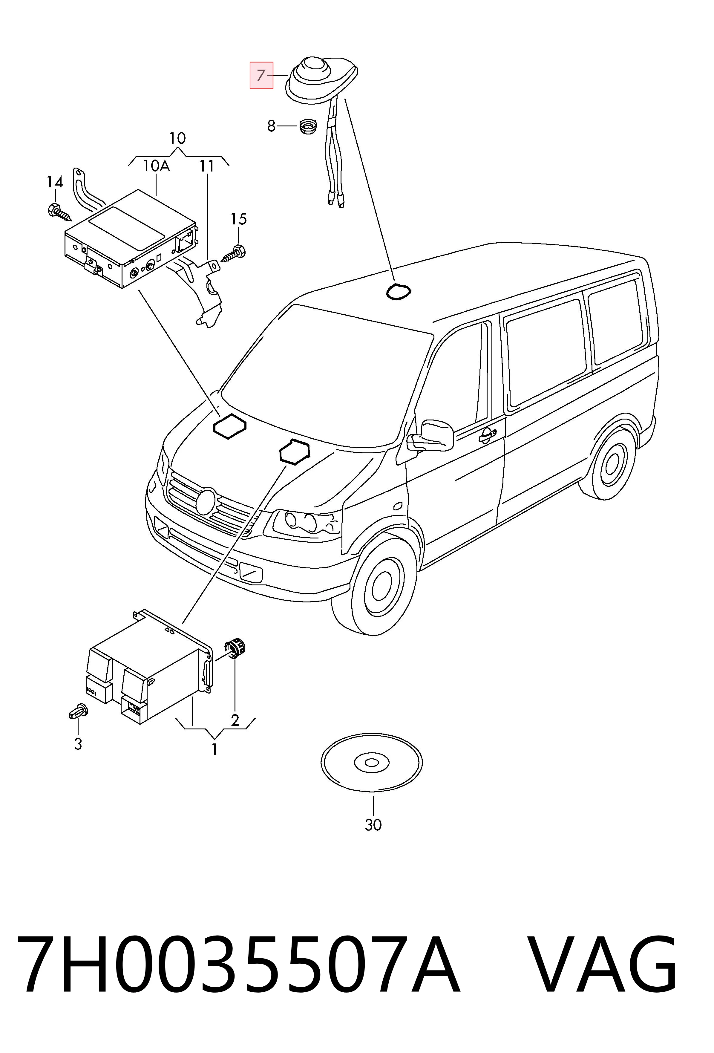 Antena Volkswagen Transporter 7HB, 7HJ, 7EB, 7EJ ao melhor preço