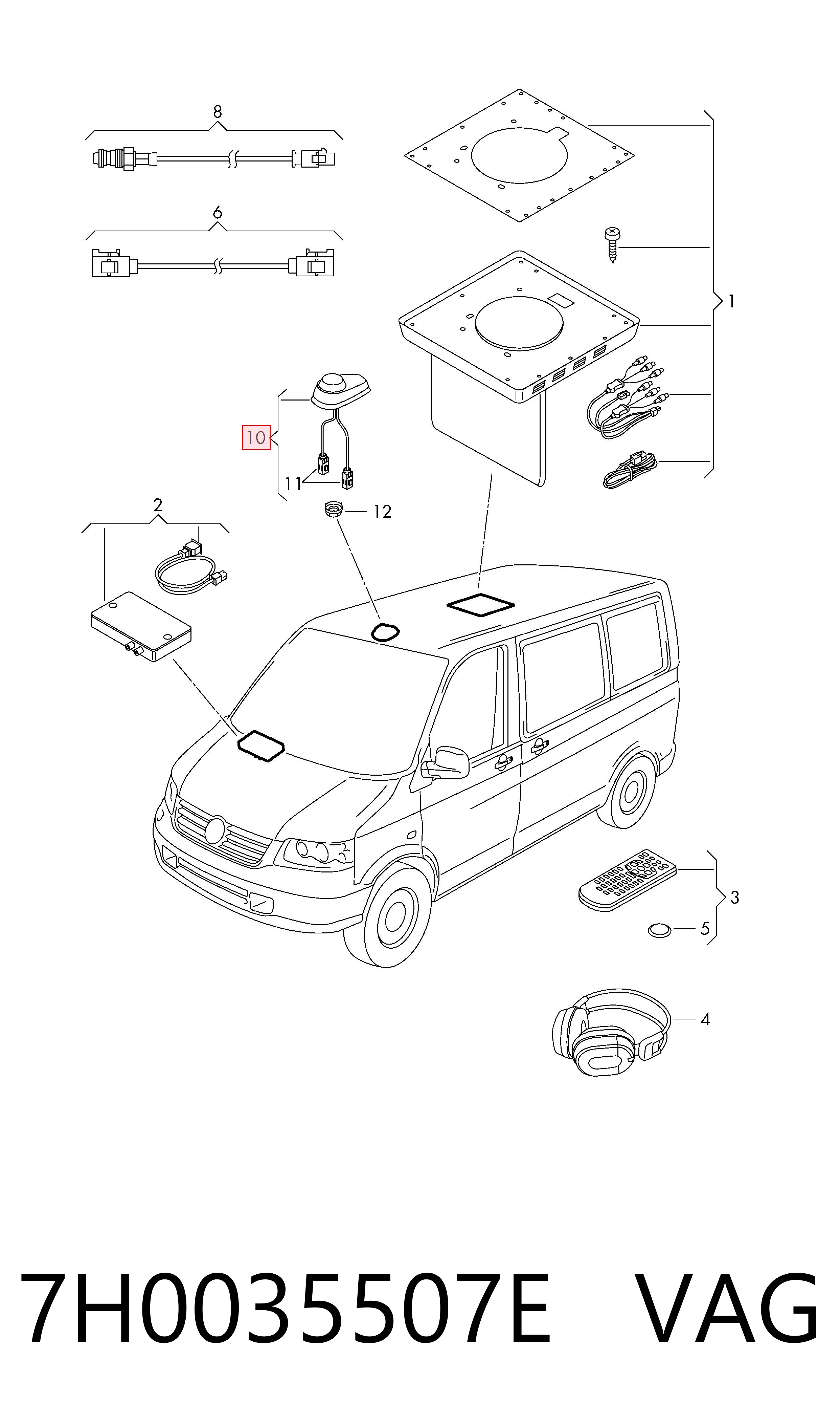 Antena Volkswagen Transporter T5 7HB, 7HJ, 7EB, 7EJ