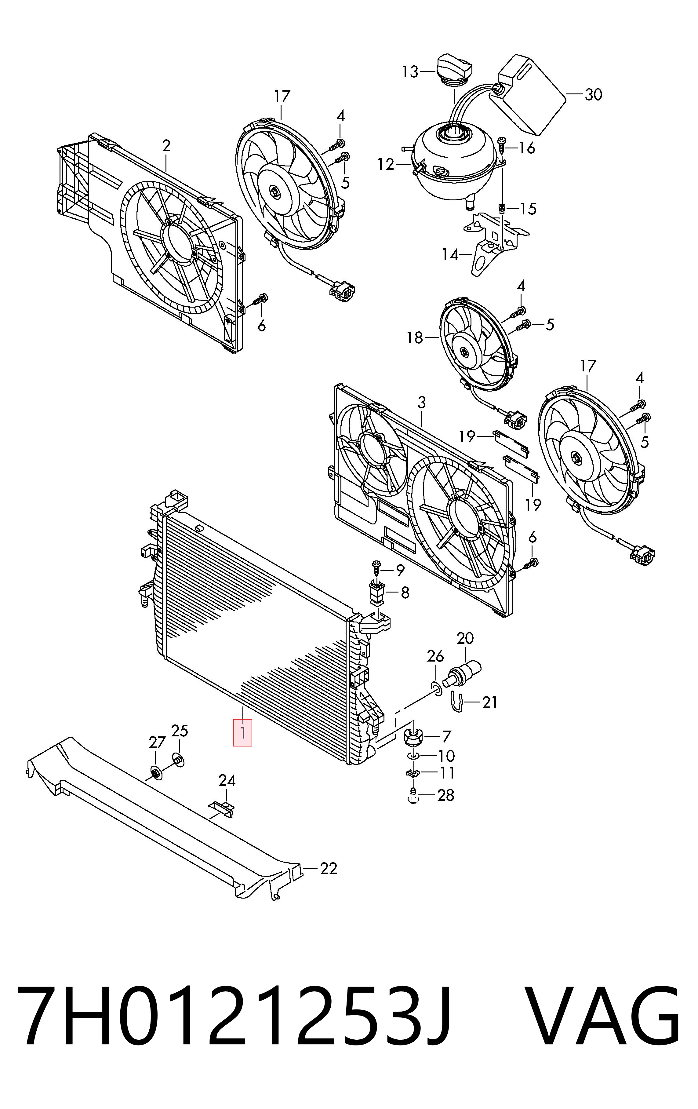 Radiador de esfriamento de motor Volkswagen Transporter 7HB, 7HJ, 7EB, 7EJ ao melhor preço