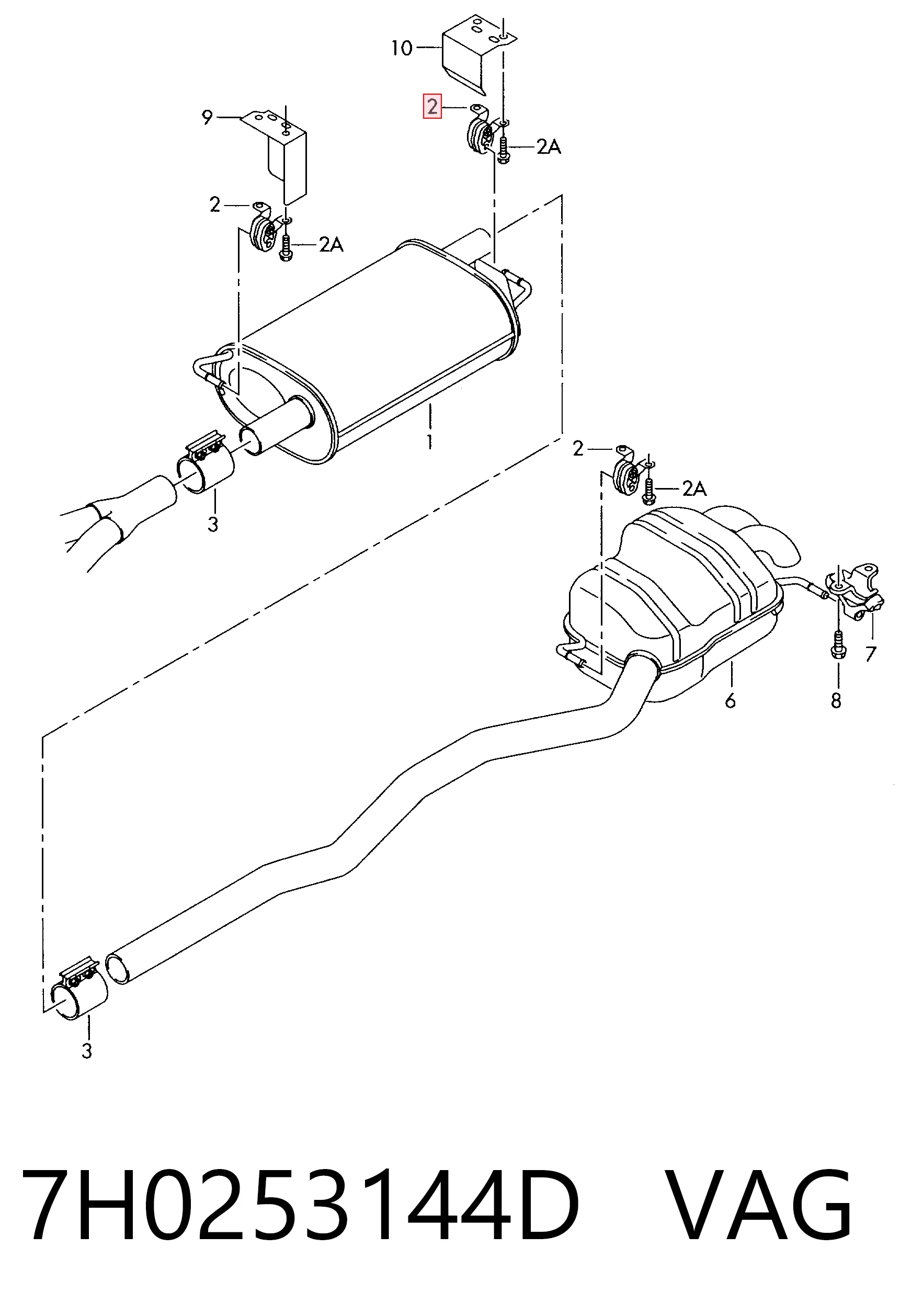 Coxim de fixação do silenciador para Volkswagen Transporter 7HB, 7HJ, 7EB, 7EJ
