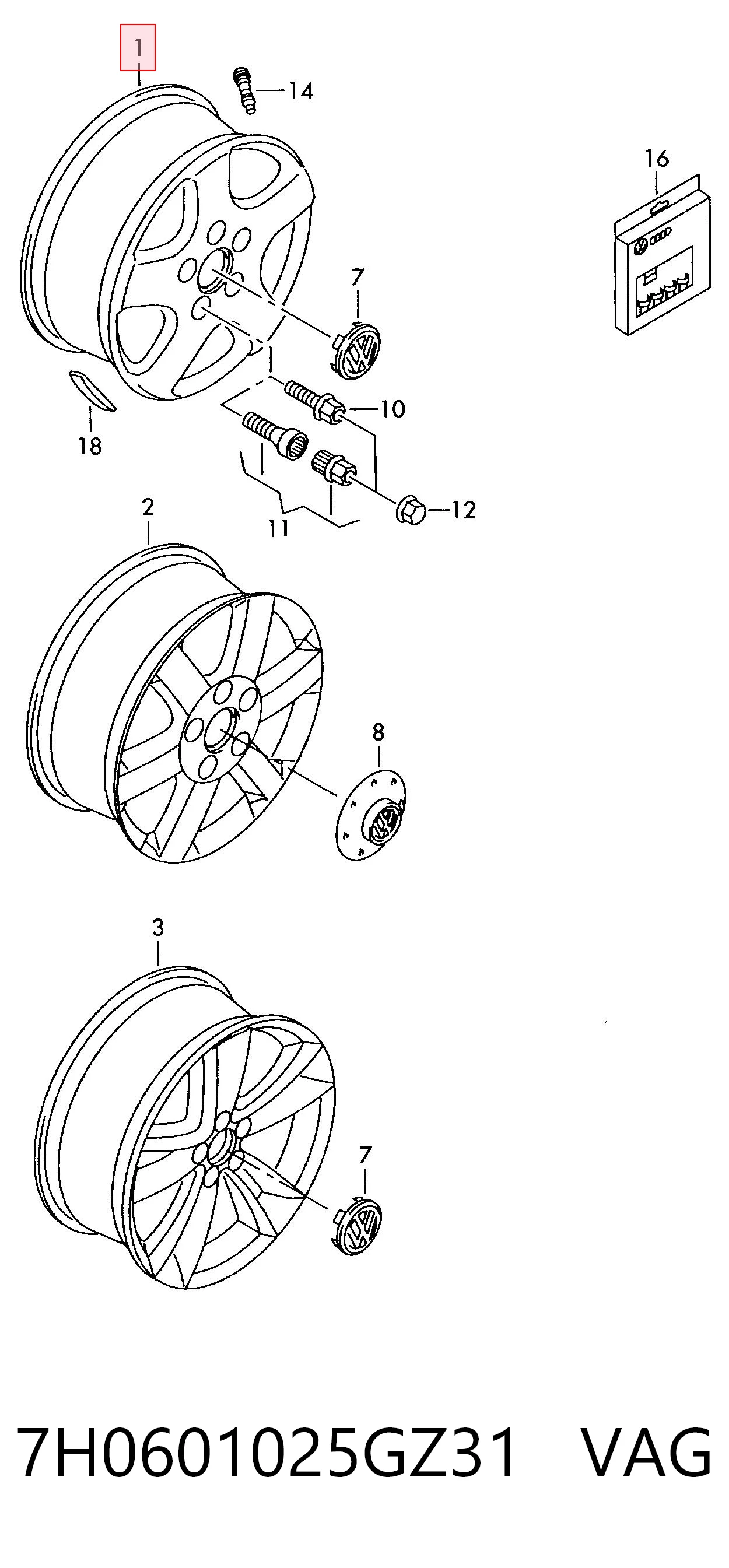 Discos de roda de aleação ligeira (de aleação ligeira, de titânio) para Volkswagen Transporter T5 7HB, 7HJ, 7EB, 7EJ