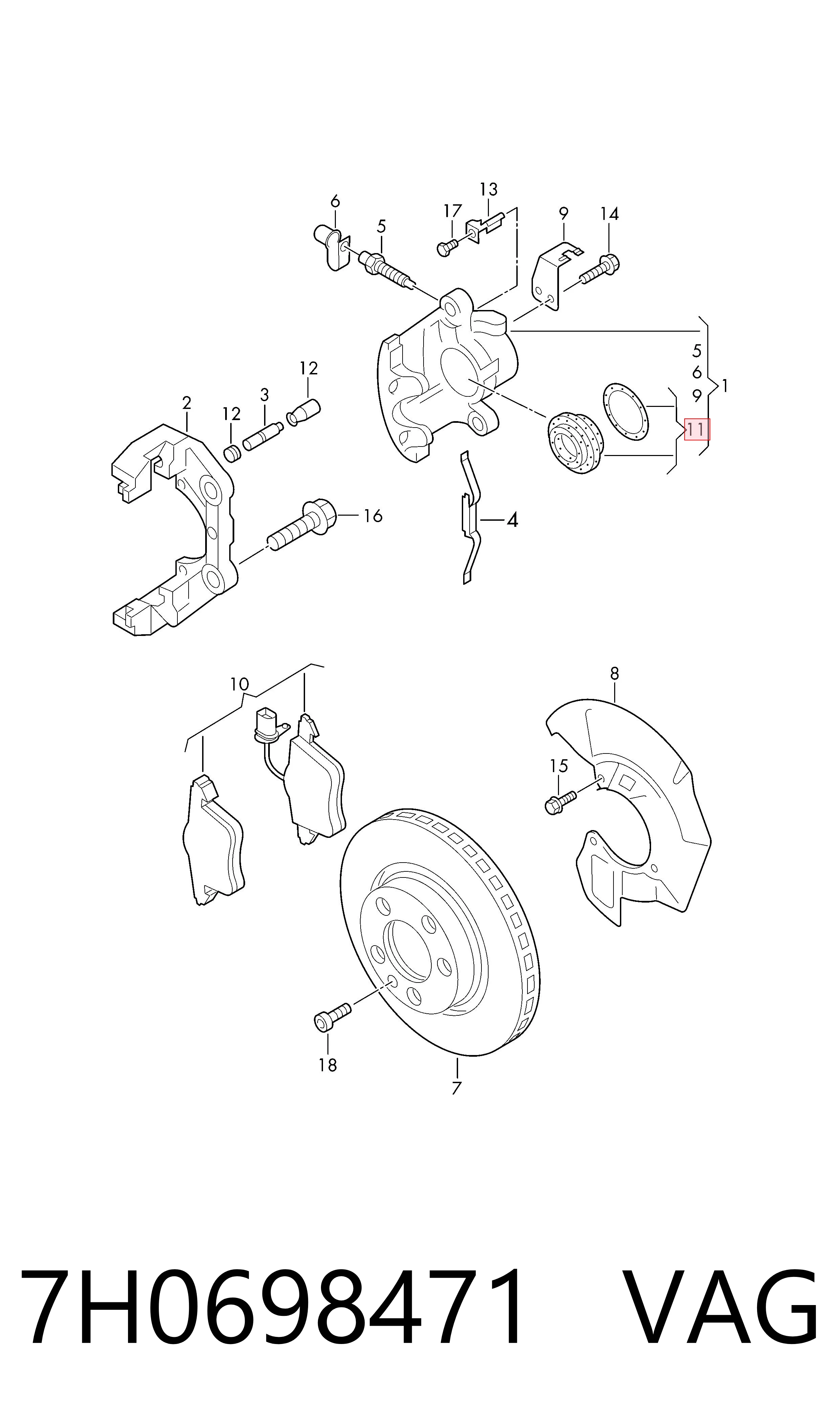 Kit de reparação de suporte do freio dianteiro VAG 7H0698471 preço, a partir de 10,27 USD