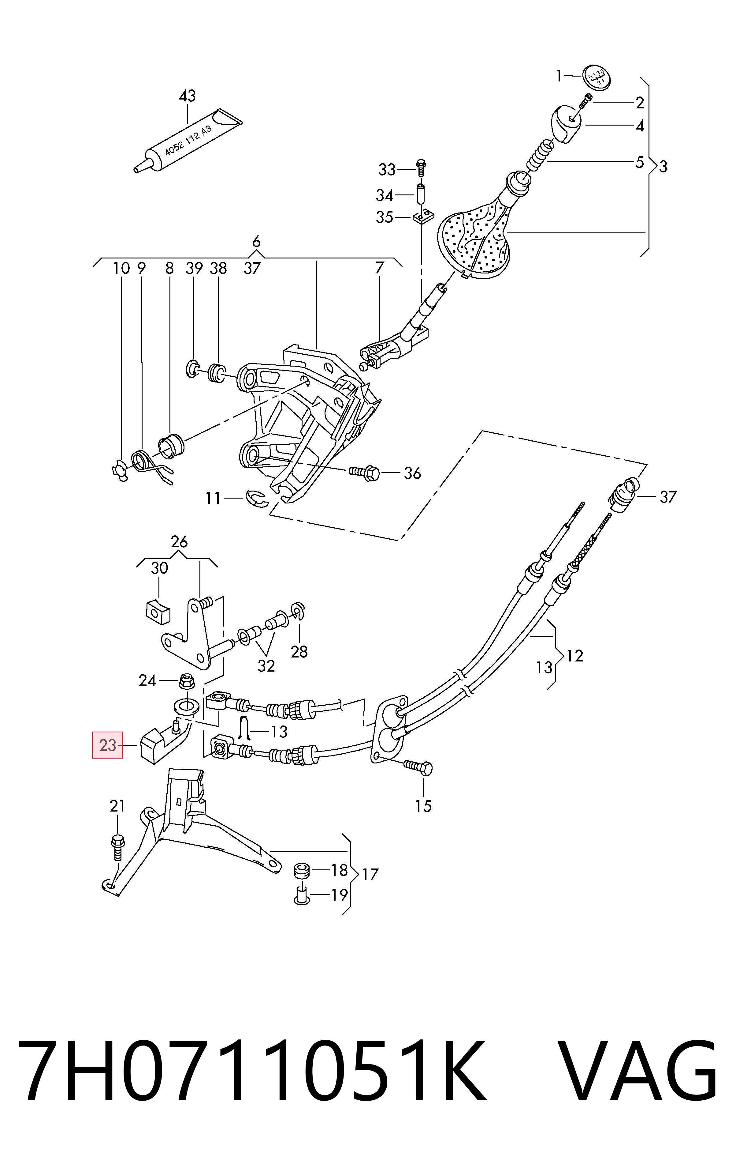 Avalanca de mudança para Volkswagen Transporter T5 7HB, 7HJ, 7EB, 7EJ