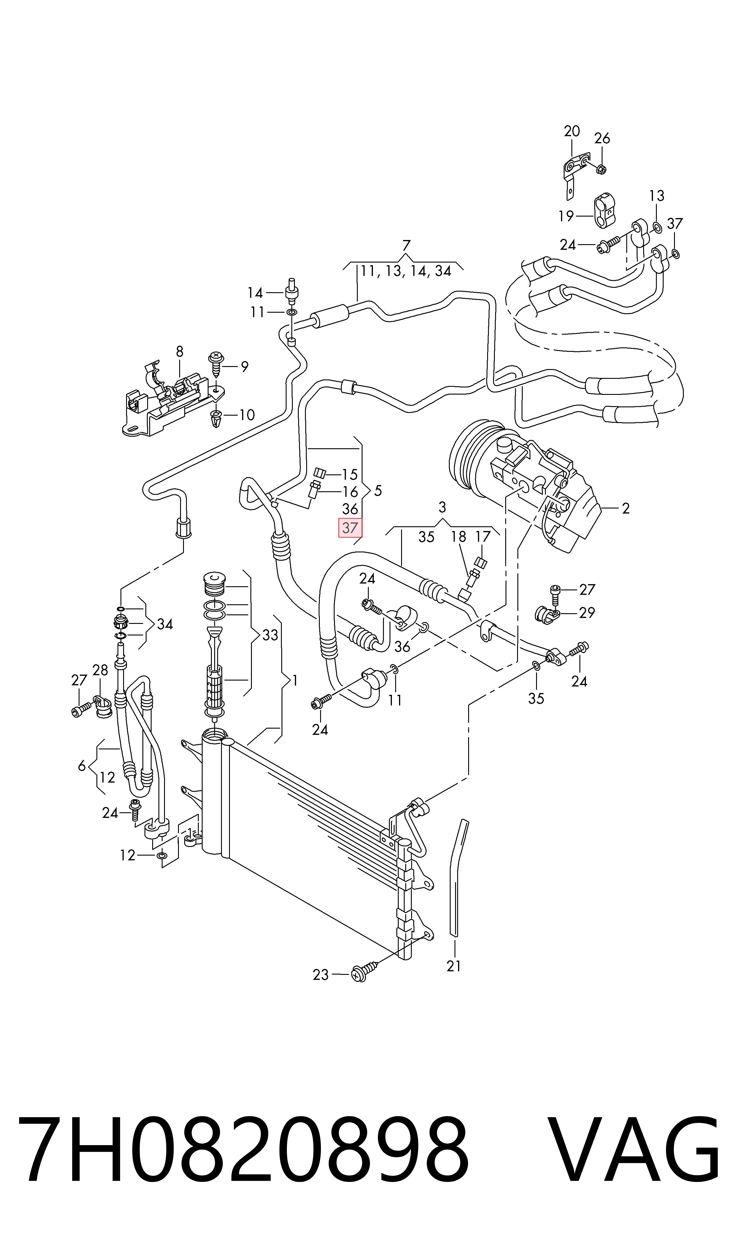 Vedante anular de tubo de aparelho de ar condicionado VAG 7H0820898 preço, a partir de 4,00 USD