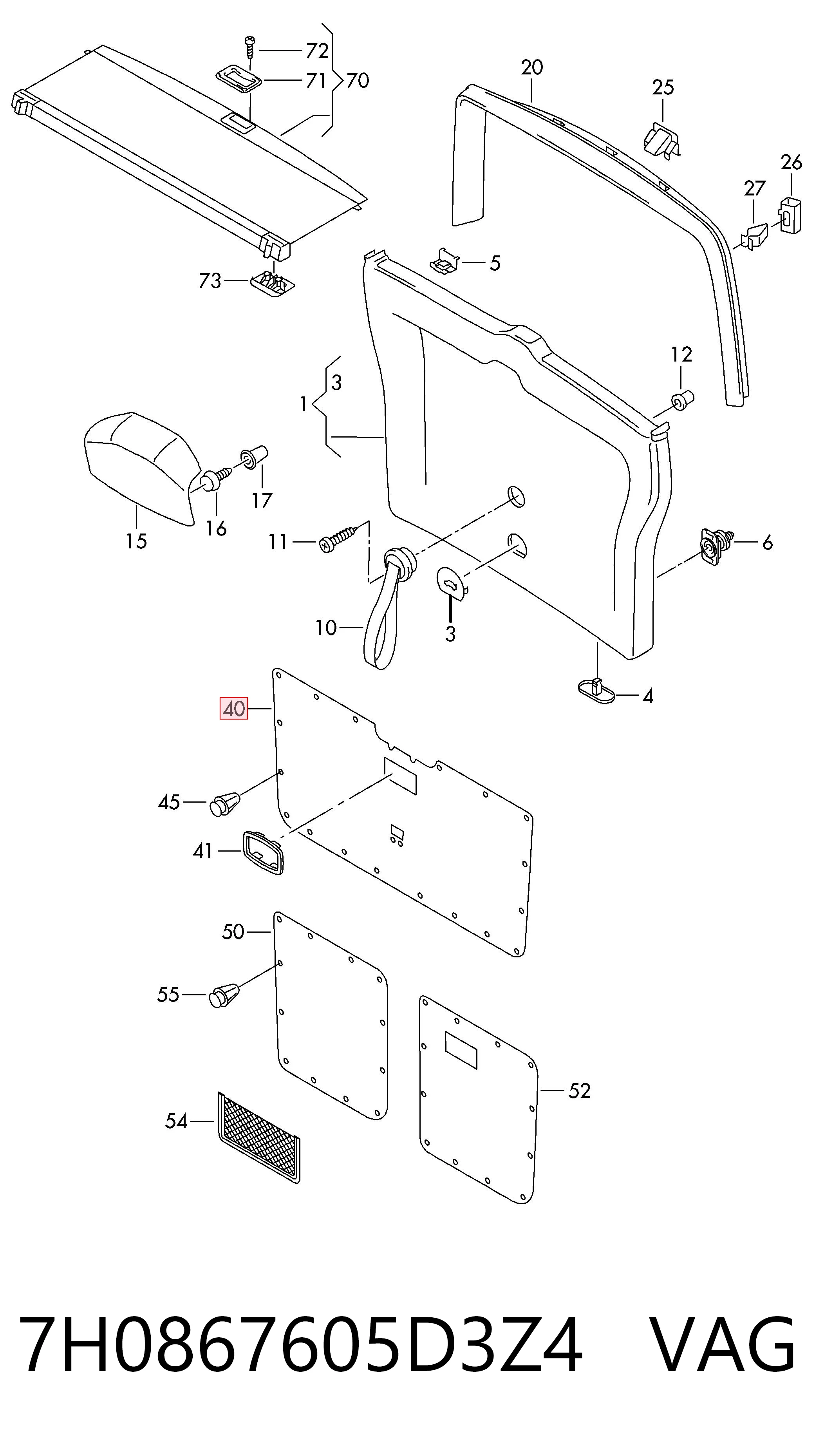 Revestimento (cobrimento) de tampa de porta-malas (de 3ª/5ª porta traseira) VAG 7H0867605D3Z4 preço, a partir de 67,91 USD
