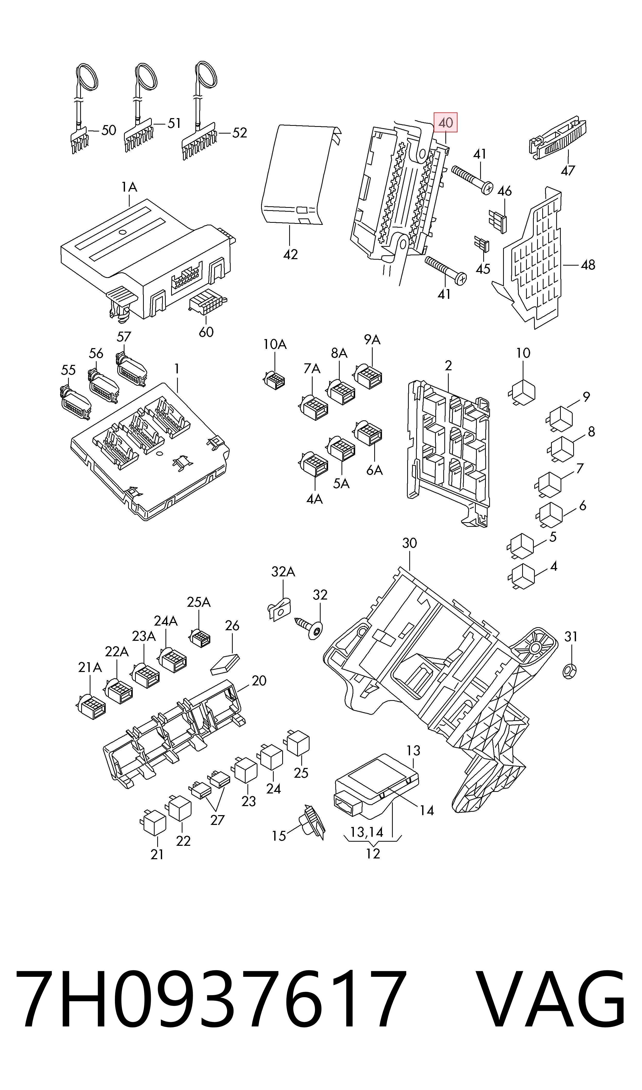 Unidade de dispositivos de segurança Volkswagen Transporter T5 7JD, 7JE