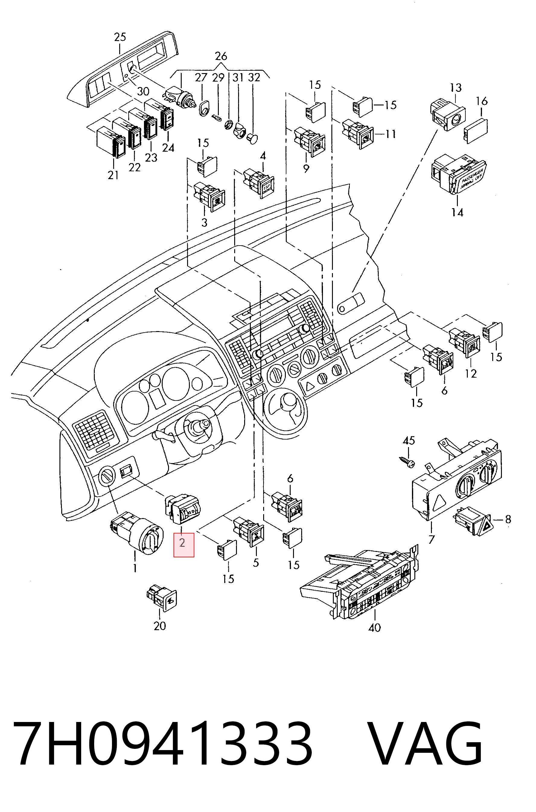 7H0941333 VAG Corretor da luz