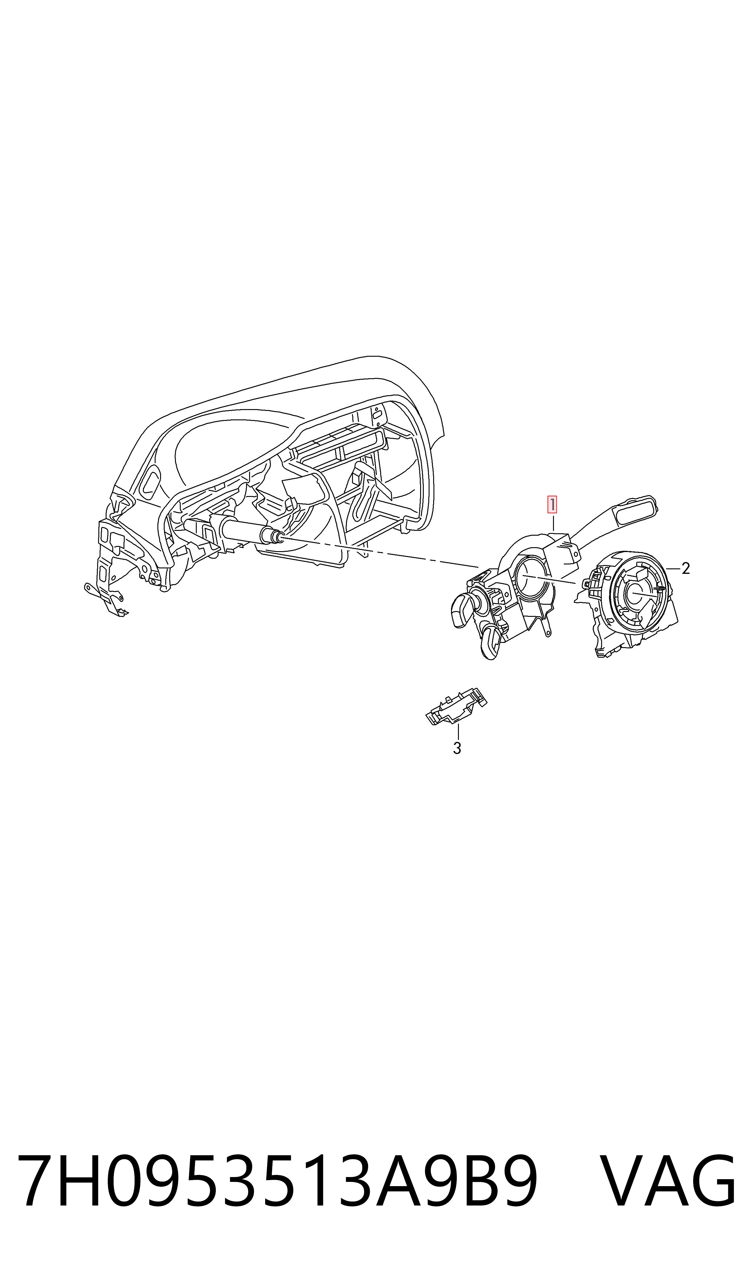 Comutador instalado na coluna da direção, montado Volkswagen Transporter  7HB, 7HJ, 7EB, 7EJ ao melhor preço