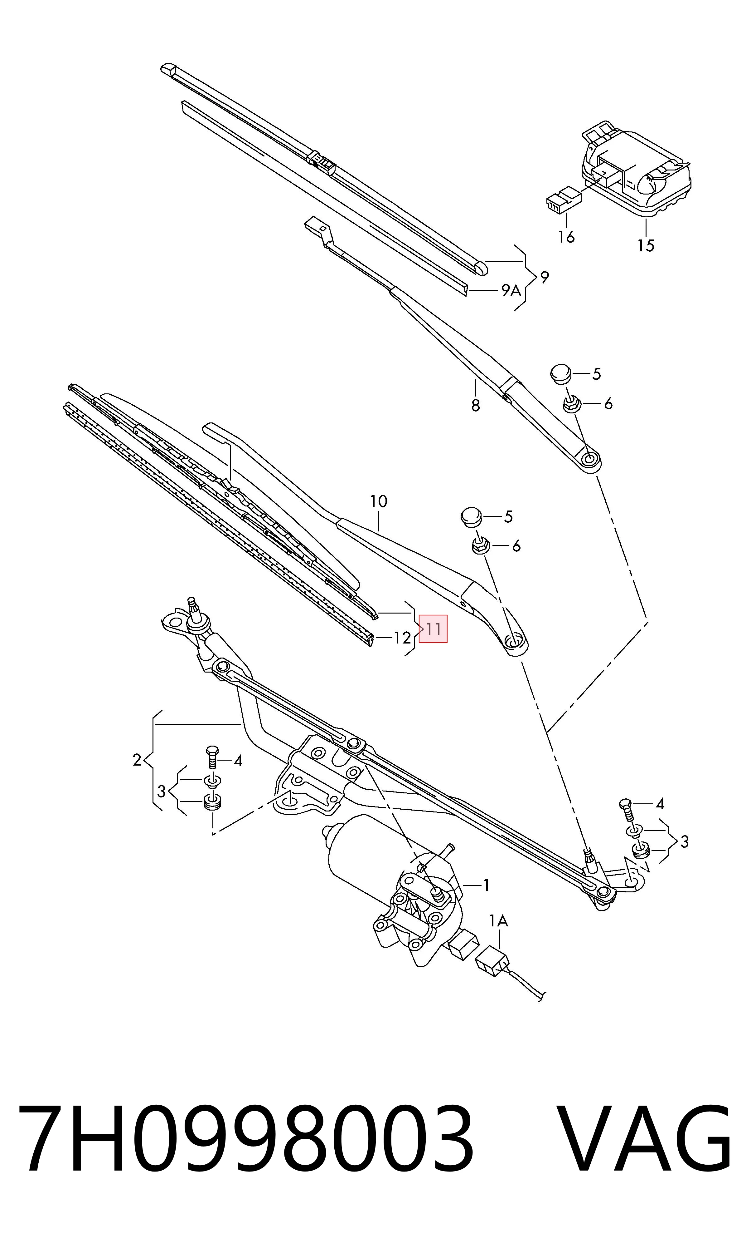 Limpa-pára-brisas do pára-brisas, kit de 2 un. VAG 7H0998003 preço, a partir de 15,96 USD
