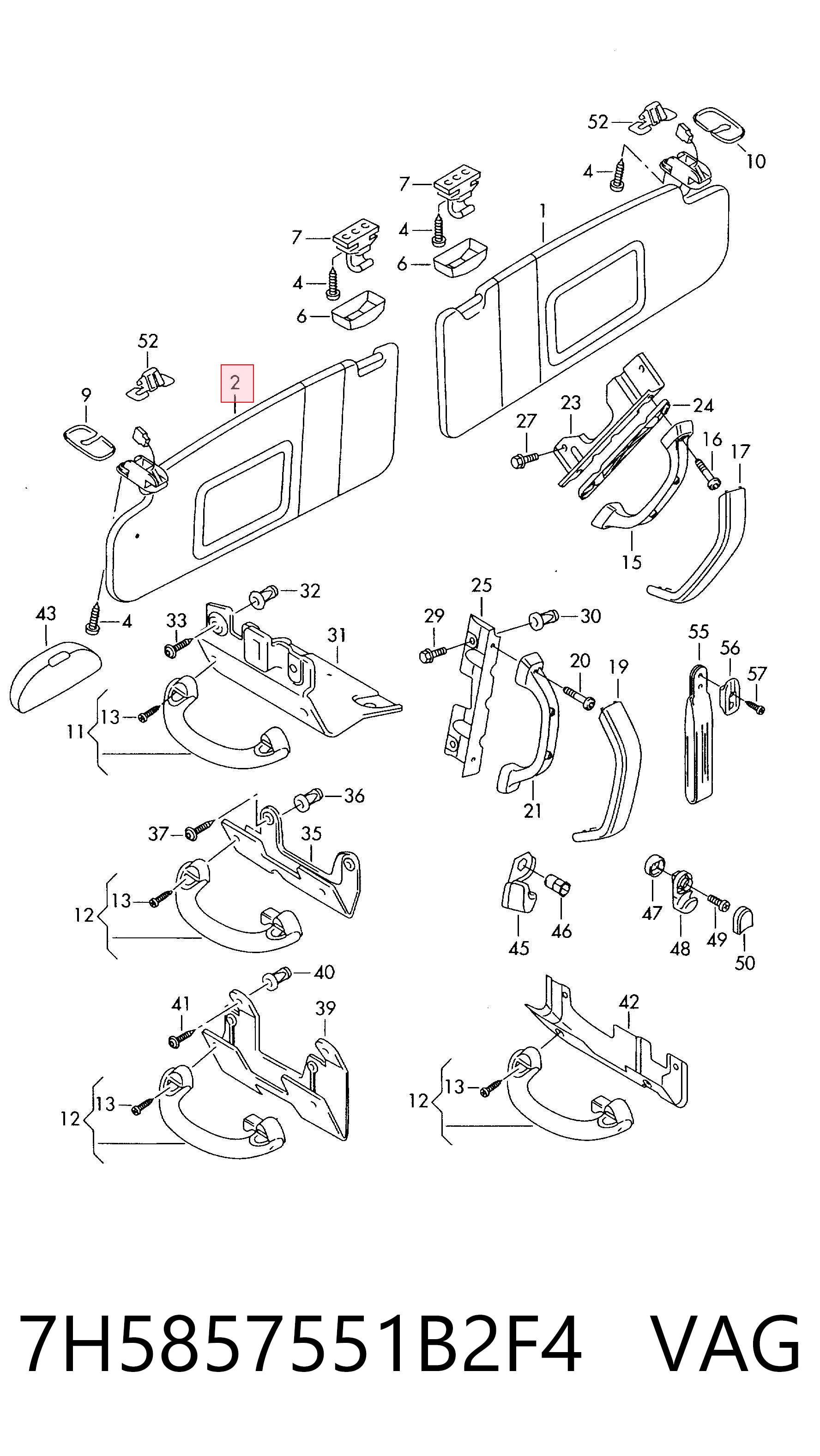 Pala contra o sol para Volkswagen Transporter T5 7HA, 7HH, 7EA, 7EH