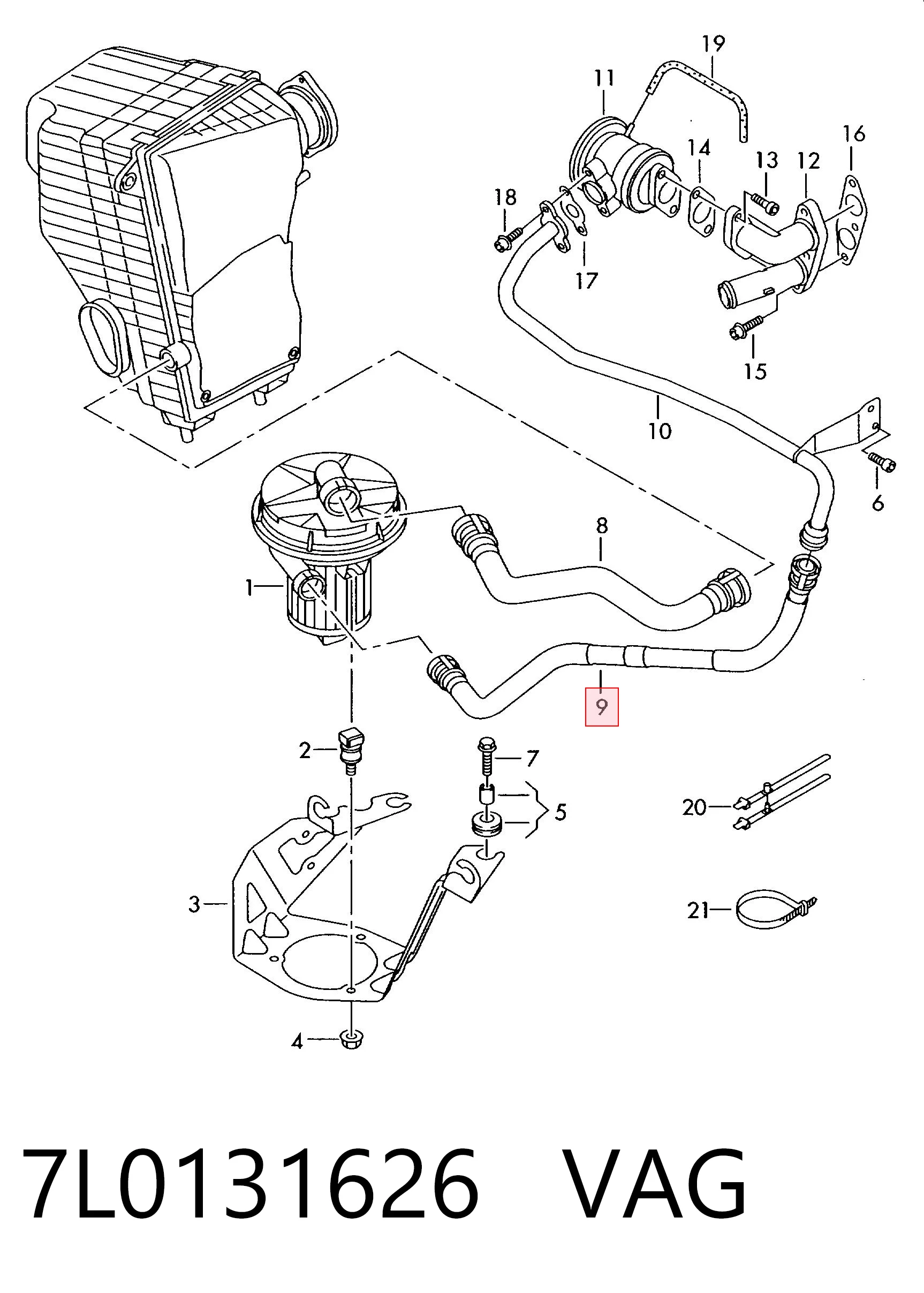 7L0131626 VAG Cano derivado de ventilação de cárter (de separador de óleo)