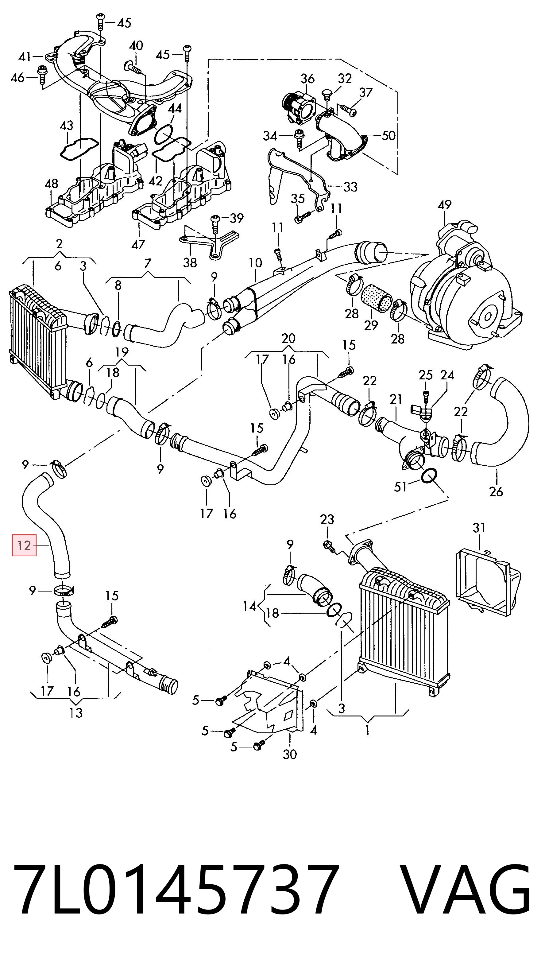 7L0145737 VAG Mangueira (cano derivado) de intercooler