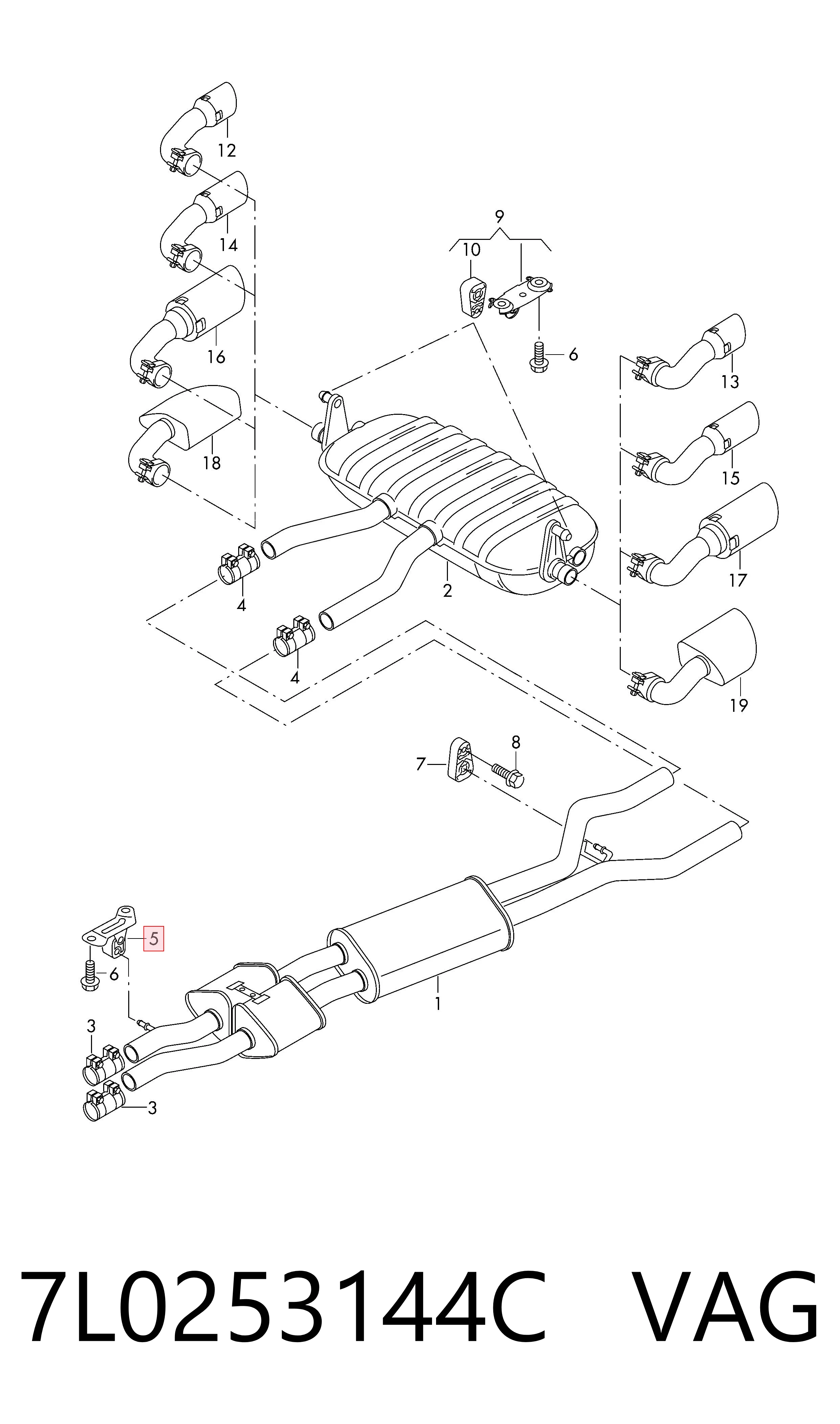7L0253144C VAG Coxim de fixação do silenciador