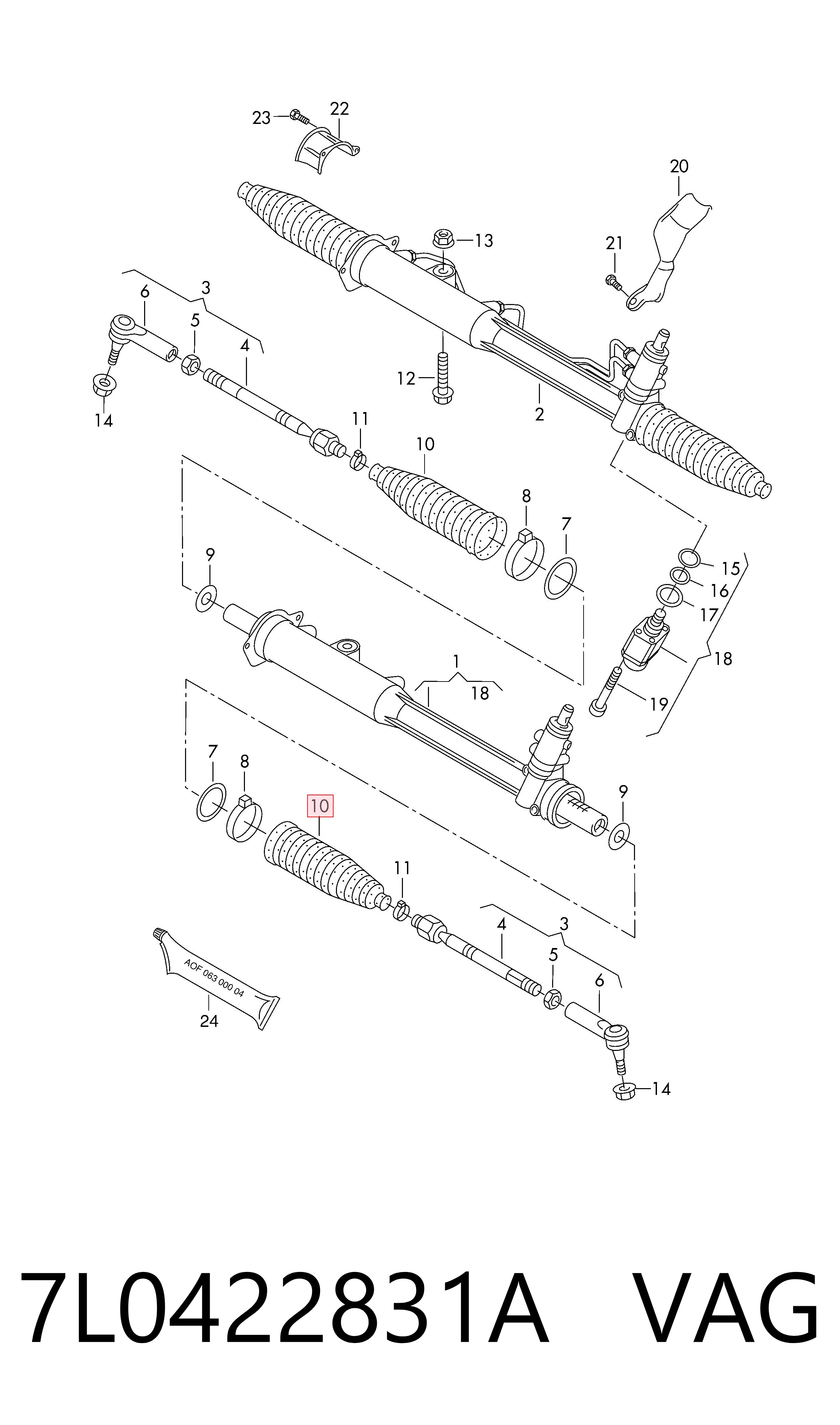 7L0422831A VAG Bota de proteção do mecanismo de direção (de cremalheira)