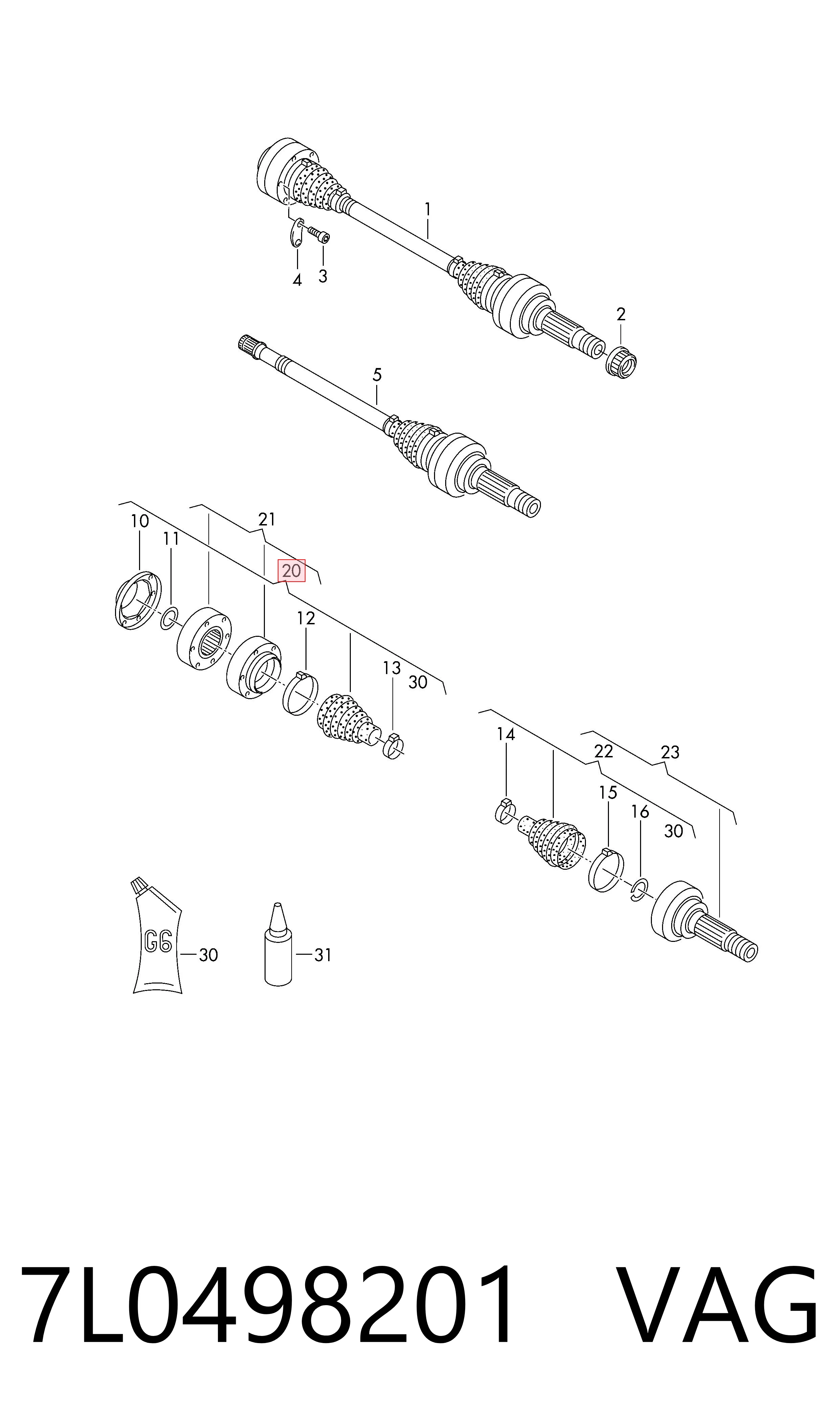 Bota de proteção interna de junta homocinética do semieixo dianteiro para Audi Q7 4LB
