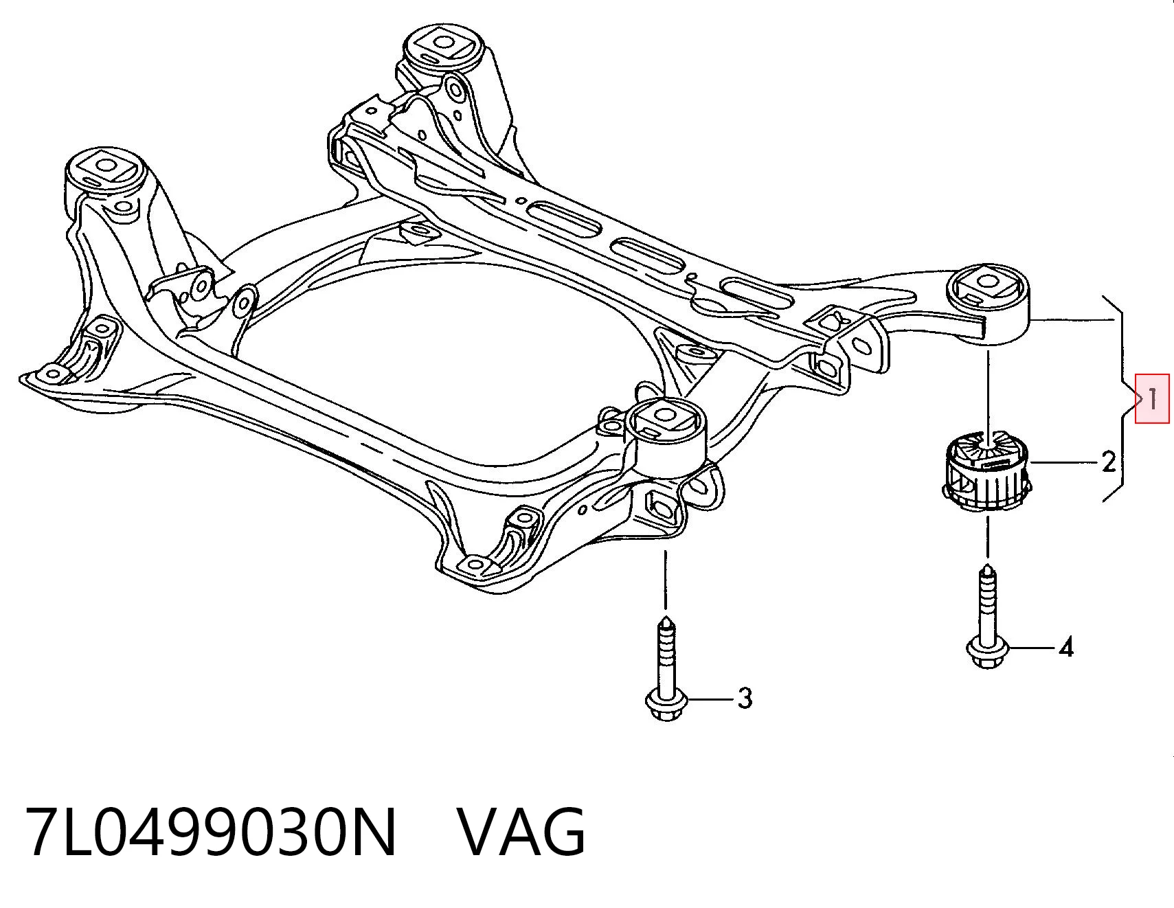  Viga de suspensão dianteira (plataforma veicular) Volkswagen Touareg I SUV (7LA, 7L6, 7L7) (2002 - 2010) I