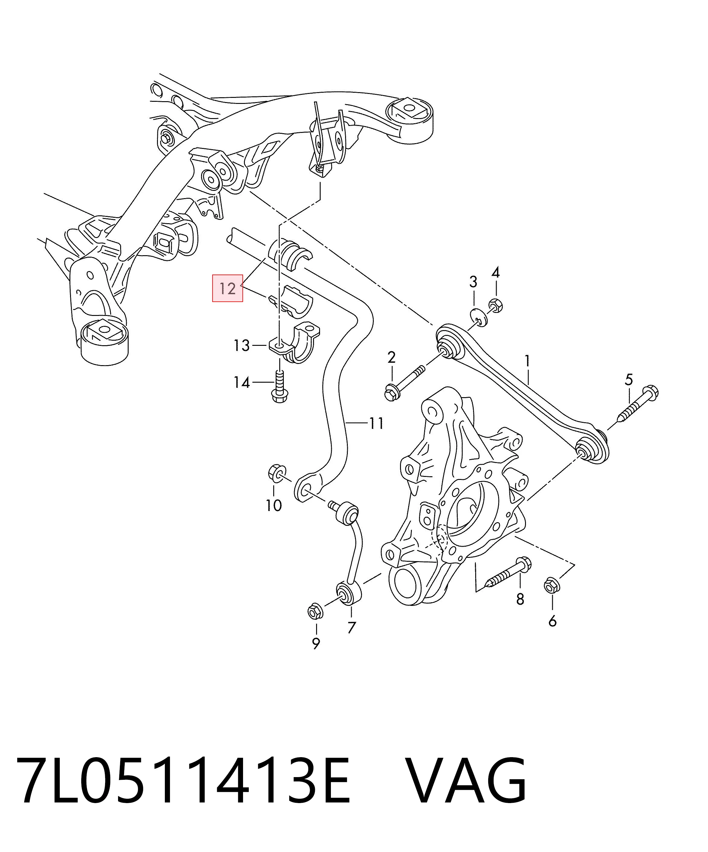 Bucha de estabilizador traseiro VAG 7L0511413E preço, a partir de 8,86 USD