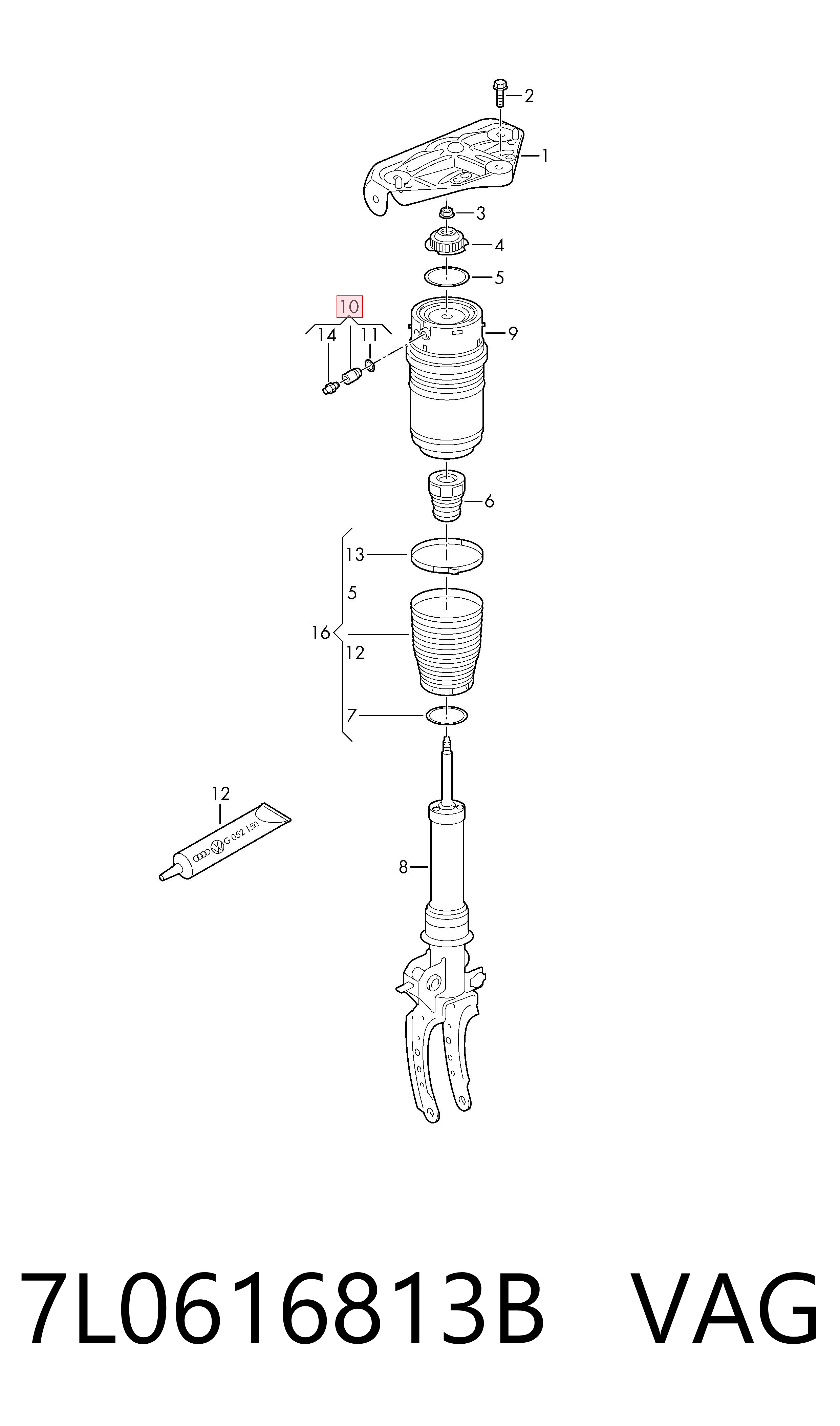 7L0616813B VAG Válvula de controlo de pressão de ar no coxim pneumático