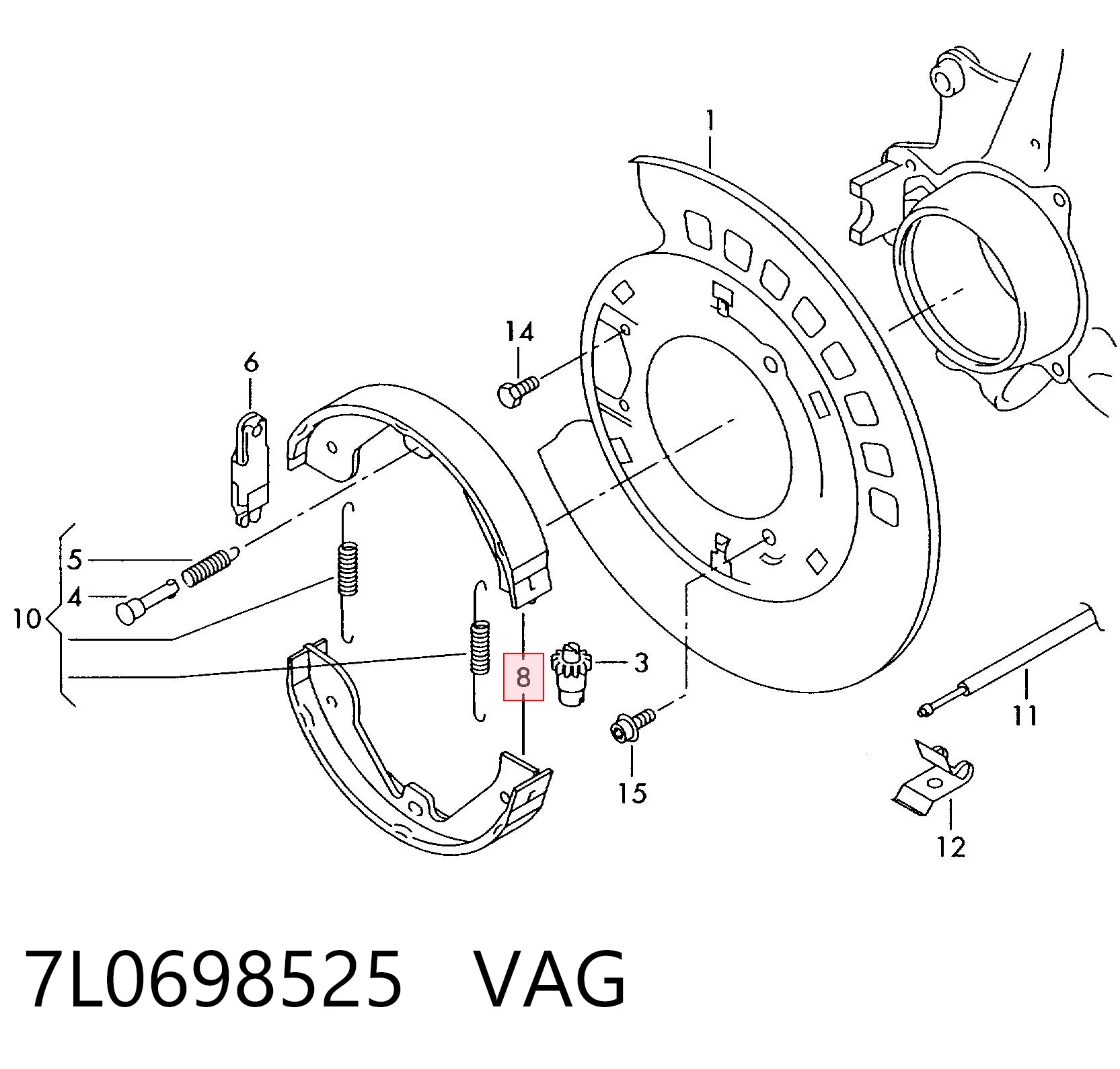 7L0698525 VAG Sapatas do freio de estacionamento