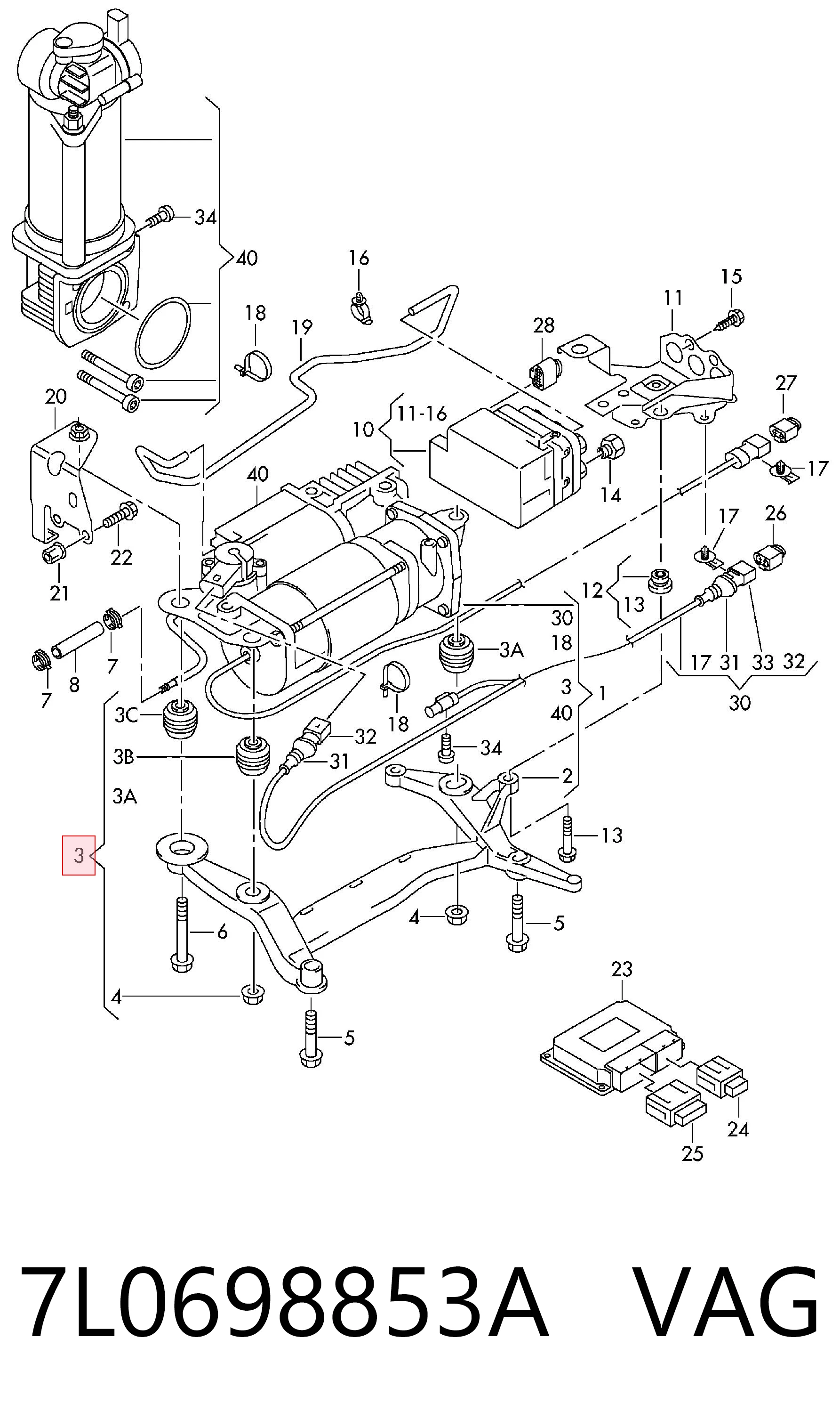 7L0698853A VAG Consola do compressor de bombeio pneumático (de amortecedores)