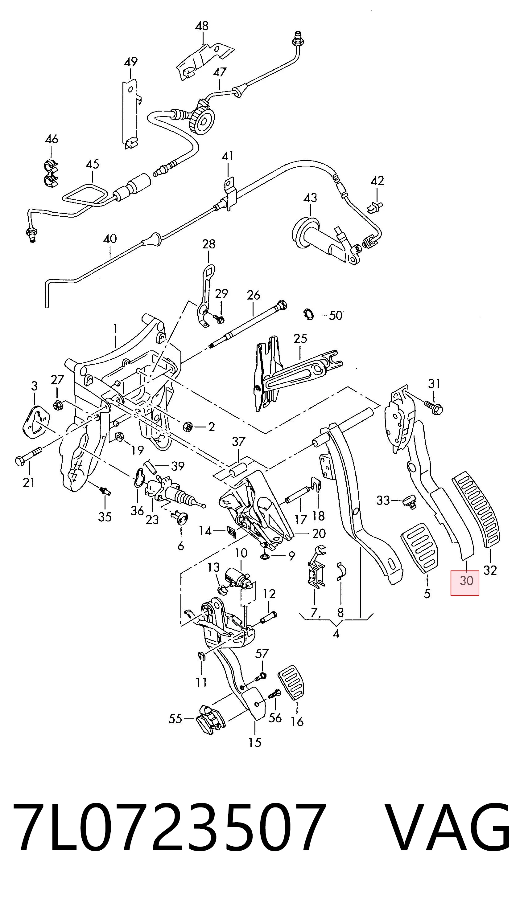 7L0723507D Porsche Pedal de gás (de acelerador)