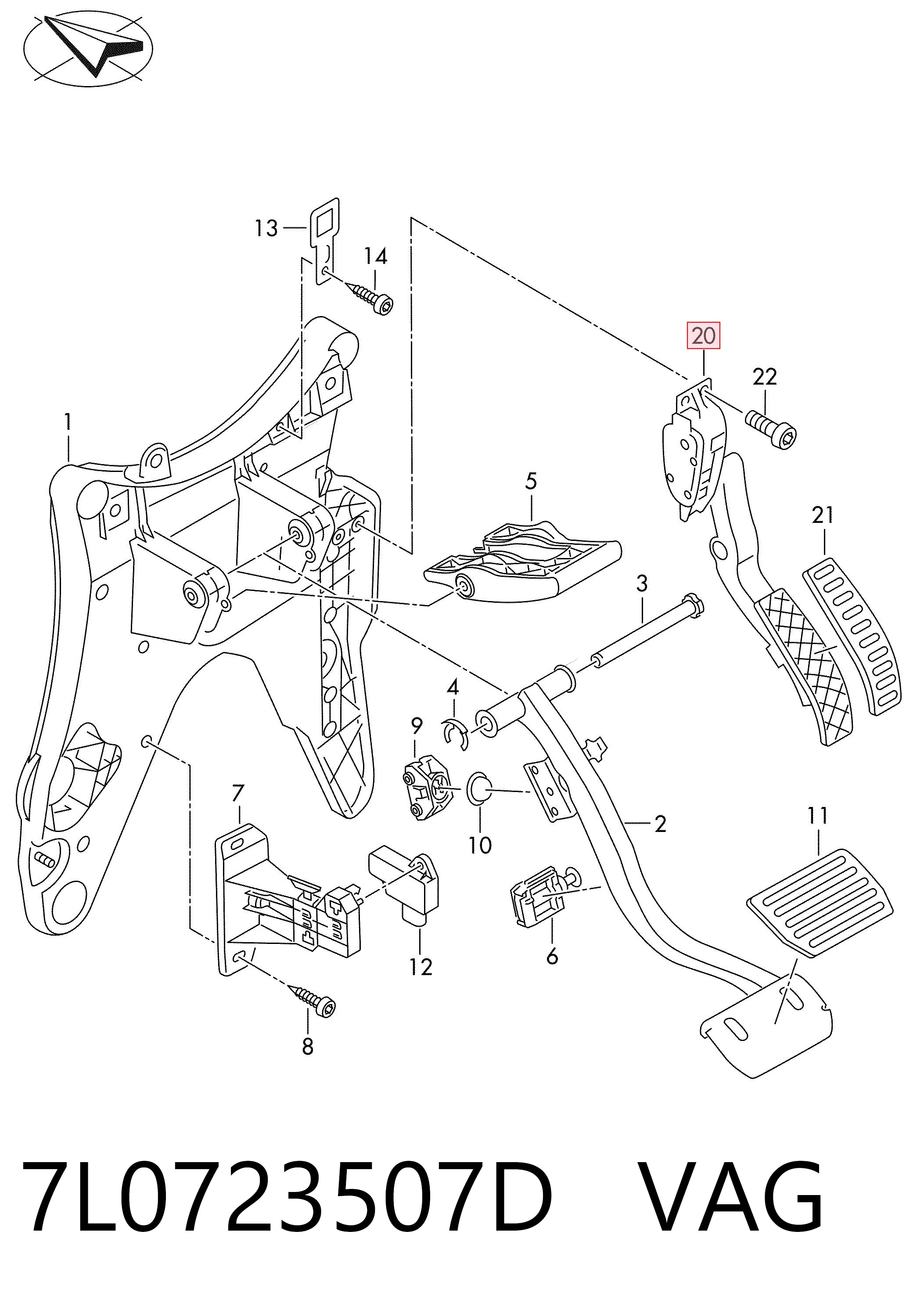 Compre 7L0723507D Porsche Pedal de gás (de acelerador)