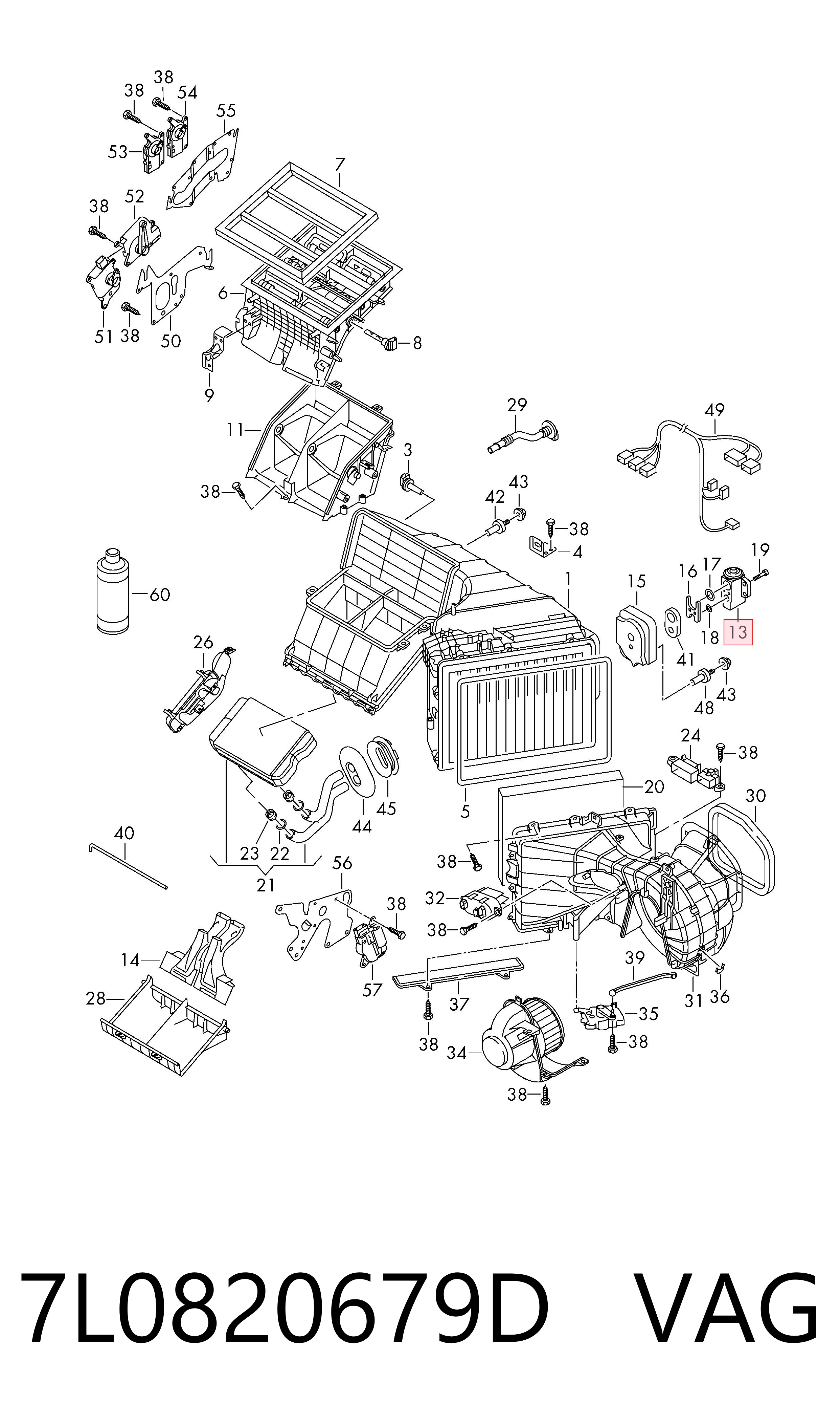 7L0820679D VAG Válvula TRV de aparelho de ar condicionado