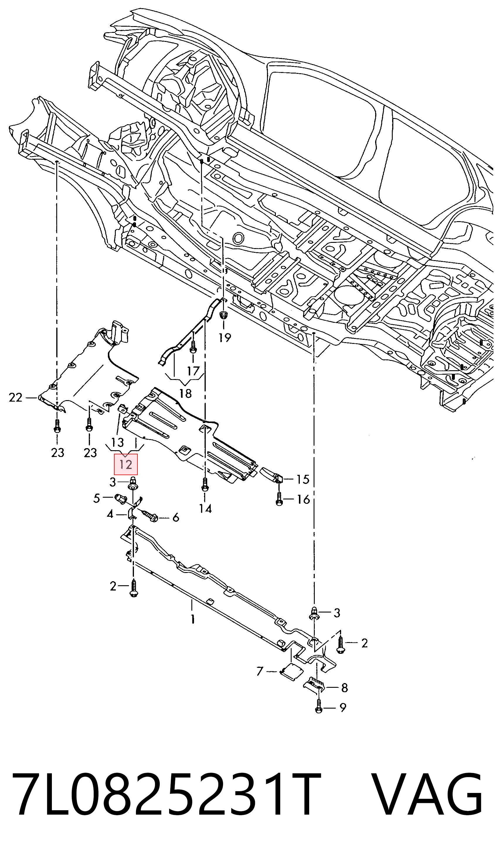 Proteção de motor, de panela (da seção de motor) para Volkswagen Touareg I 7LA, 7L6, 7L7