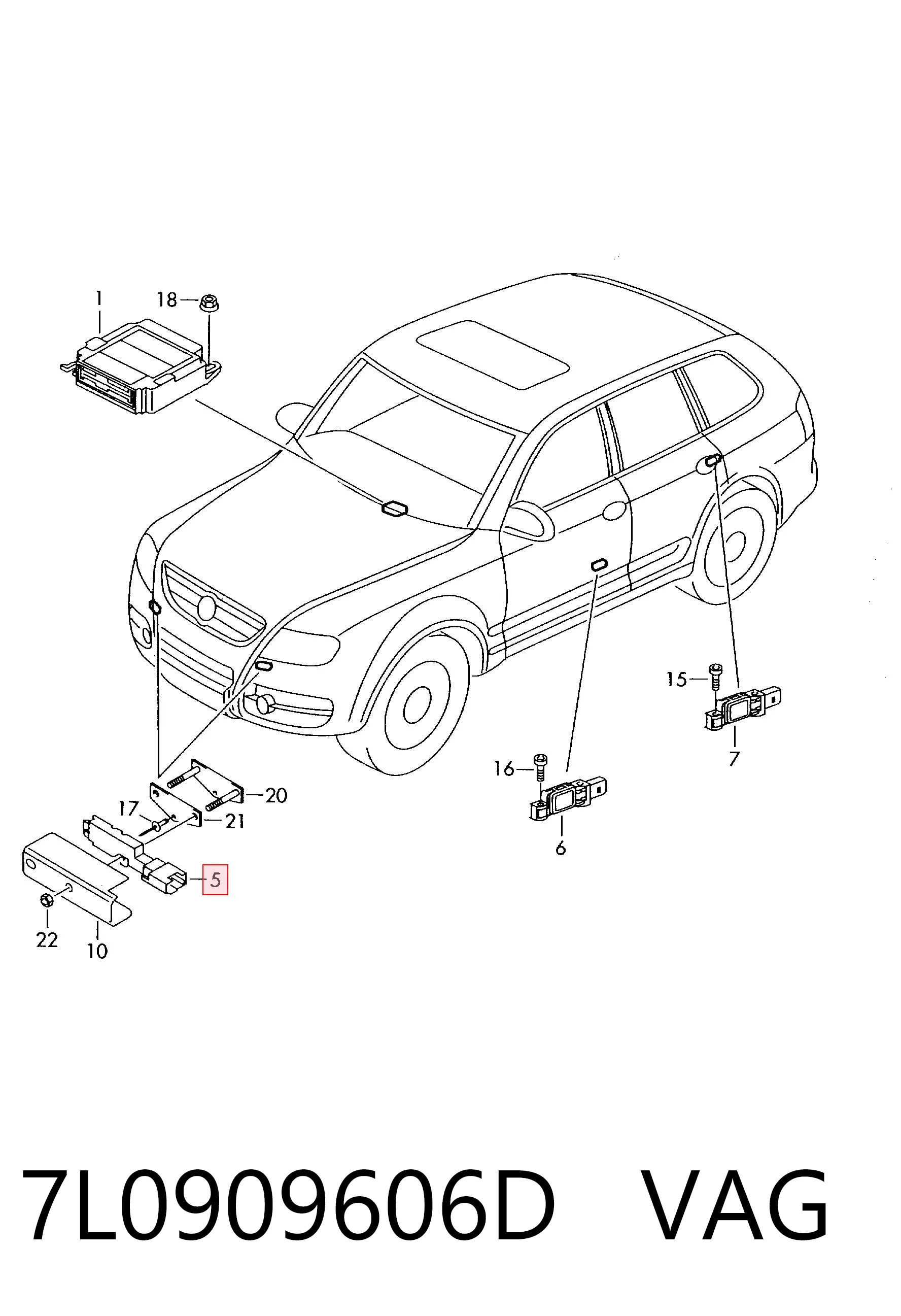 7L0909606D VAG Sensor AIRBAG dianteiro