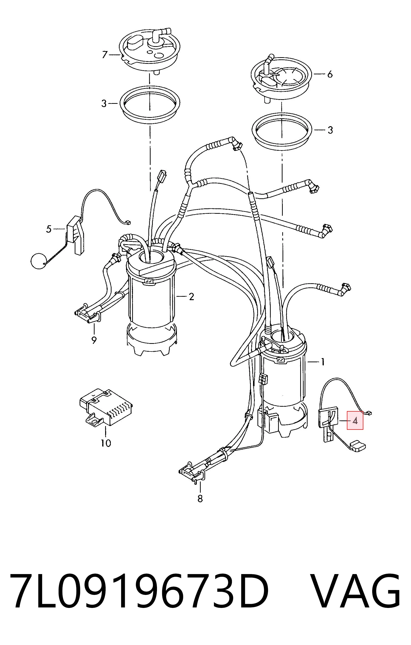 7L0919673D VAG Sensor esquerdo do nível de combustível no tanque