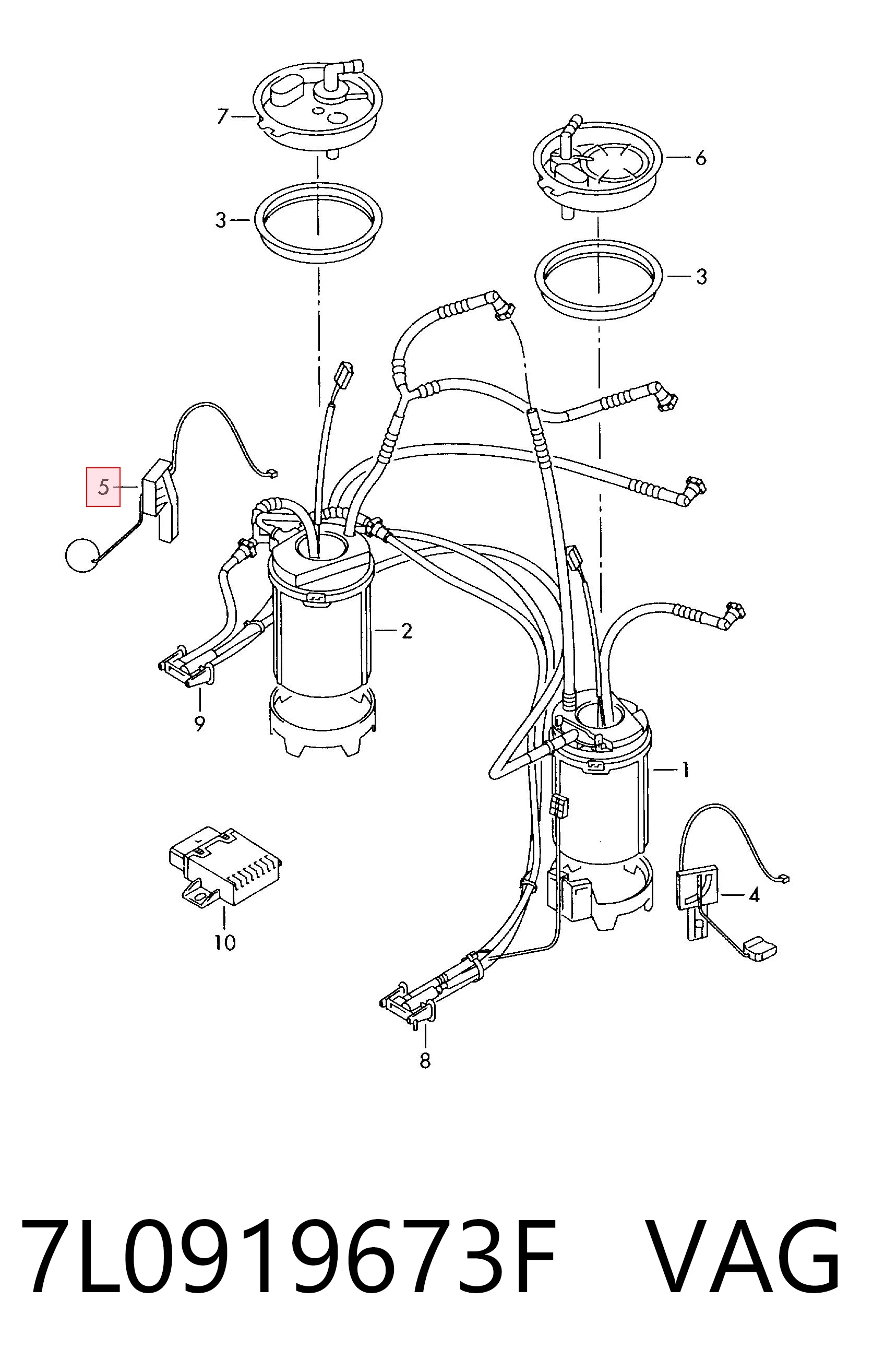 7L0919673F VAG Sensor direito do nível de combustível no tanque