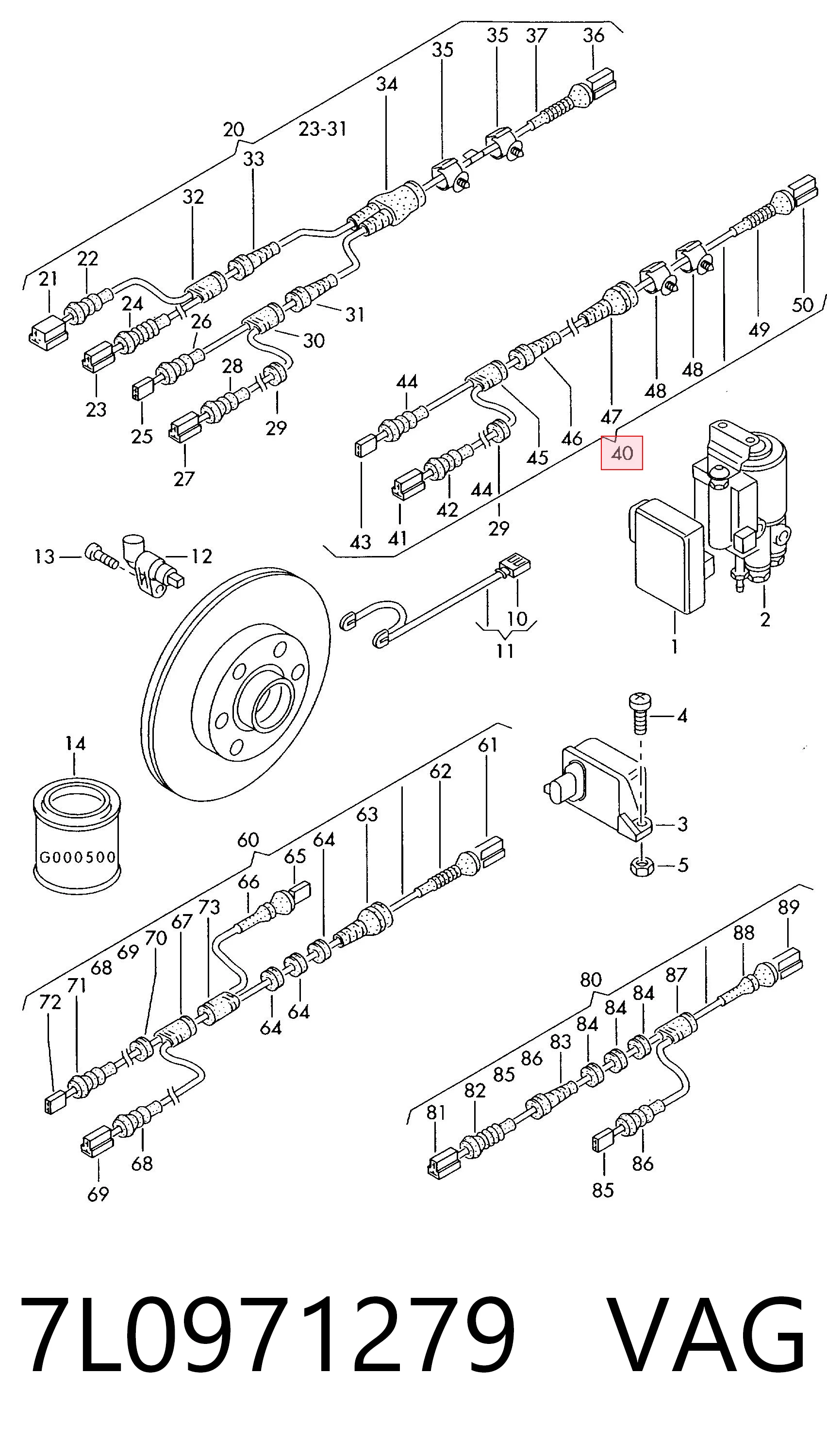 7L0971279 VAG Sensor ABS traseiro