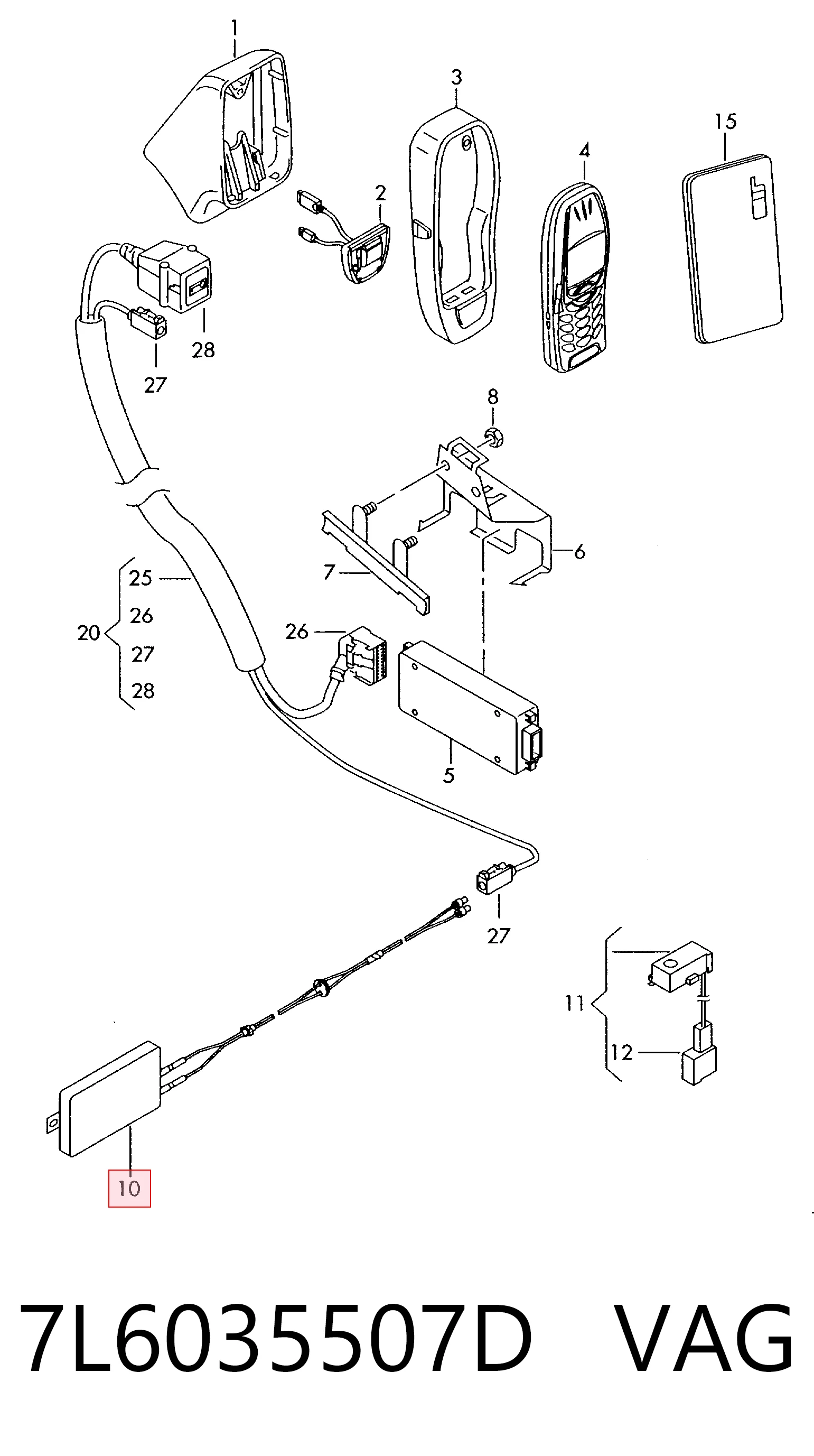Antena para Volkswagen Touareg I 7LA, 7L6, 7L7