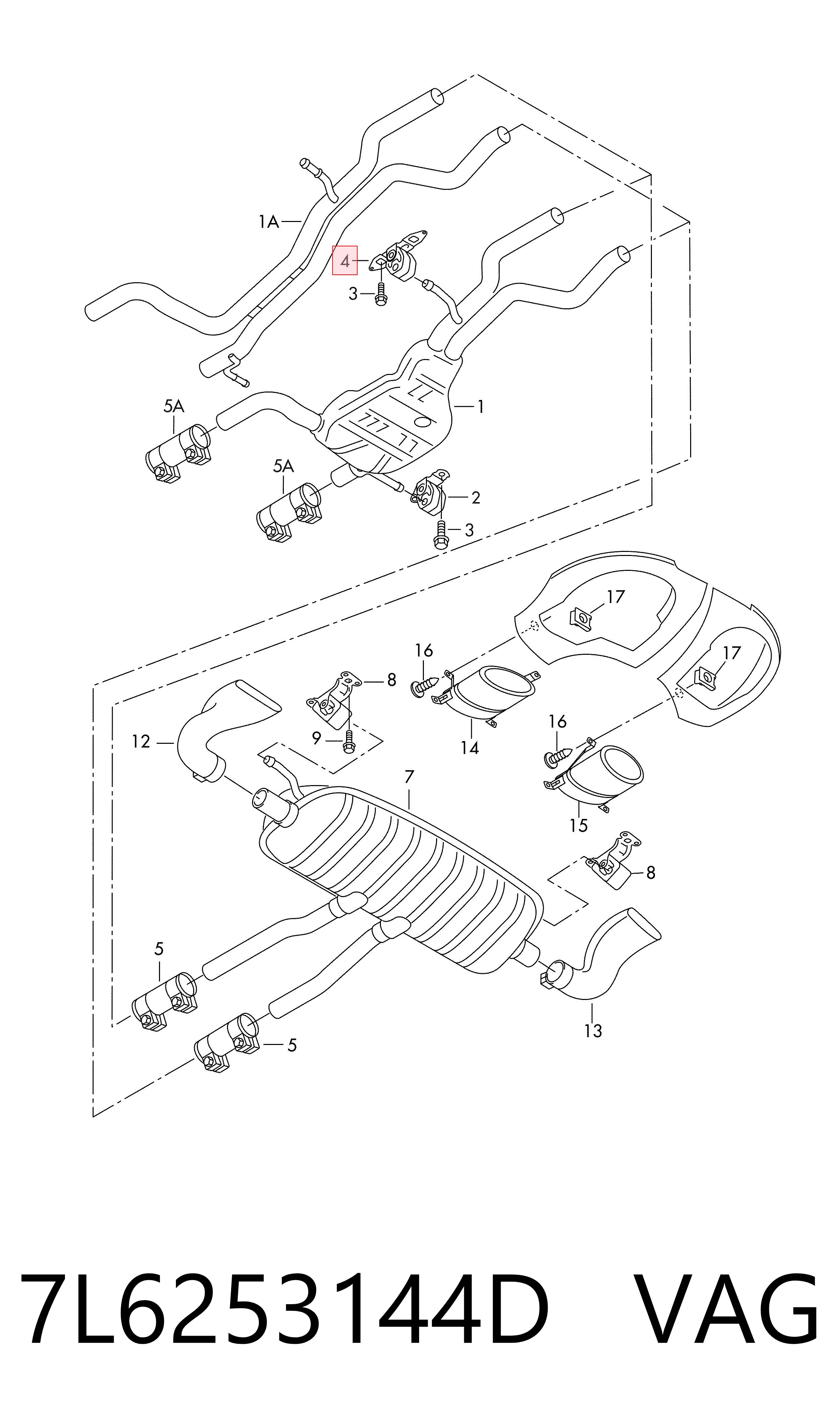 Coxim de fixação do silenciador para Volkswagen Touareg 7LA, 7L6, 7L7