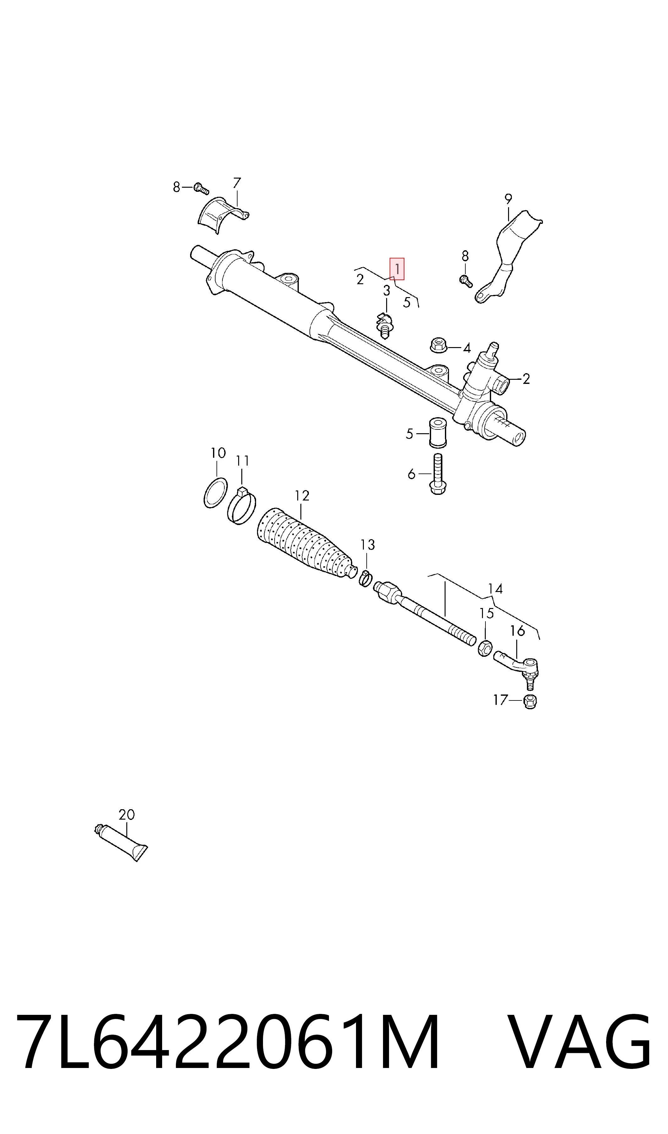 Cremalheira da direção Volkswagen Touareg I SUV (7LA, 7L6, 7L7) (2002 - 2010) I