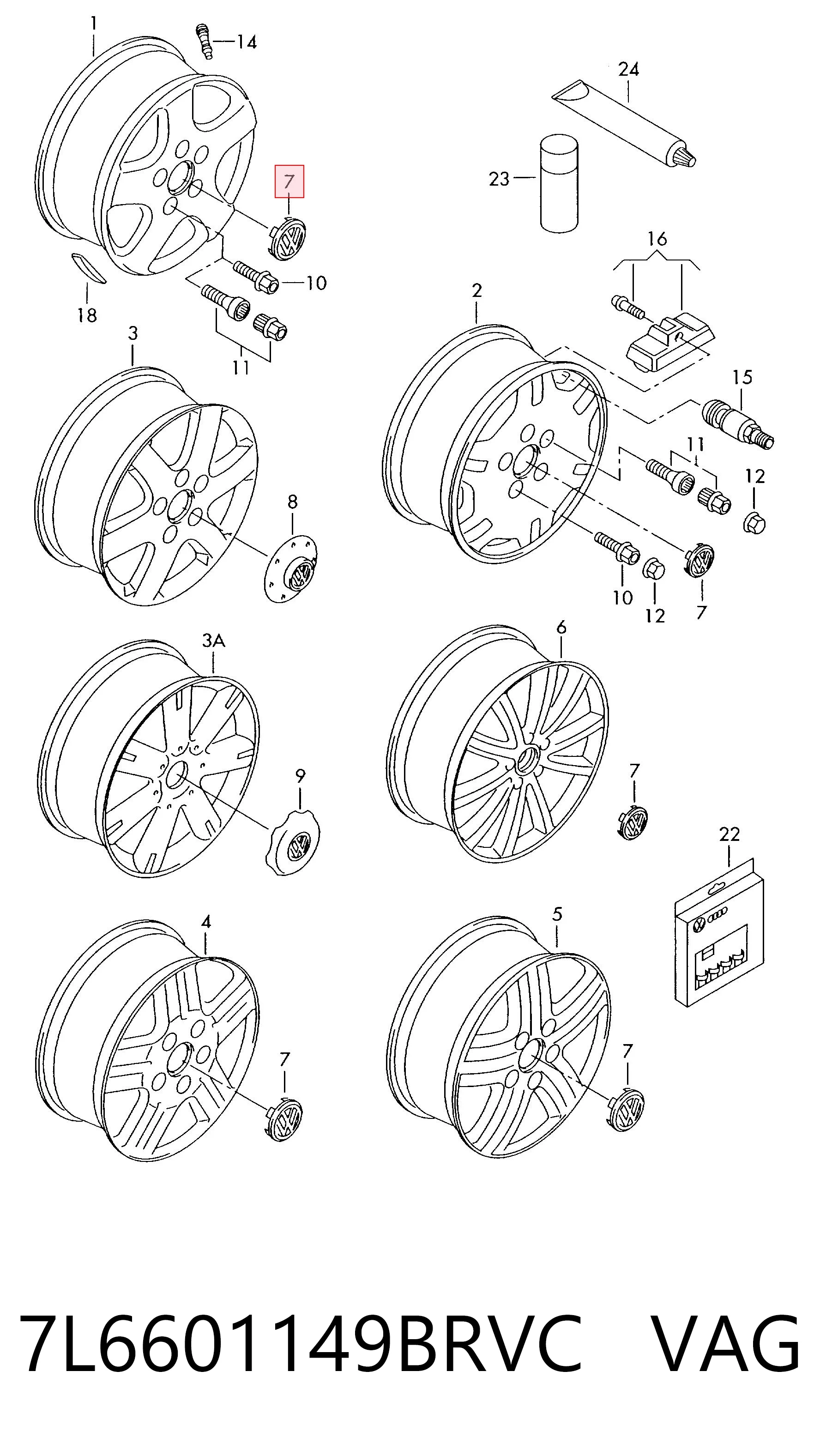 Coberta de disco de roda 7L6601149BRVC VAG