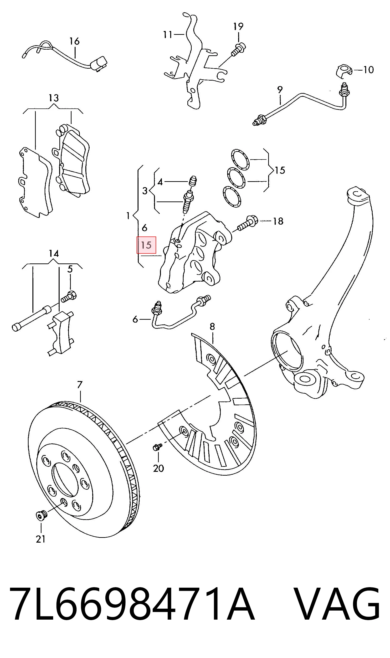 Kit de reparação de suporte do freio dianteiro VAG 7L6698471A preço, a partir de 29,40 USD