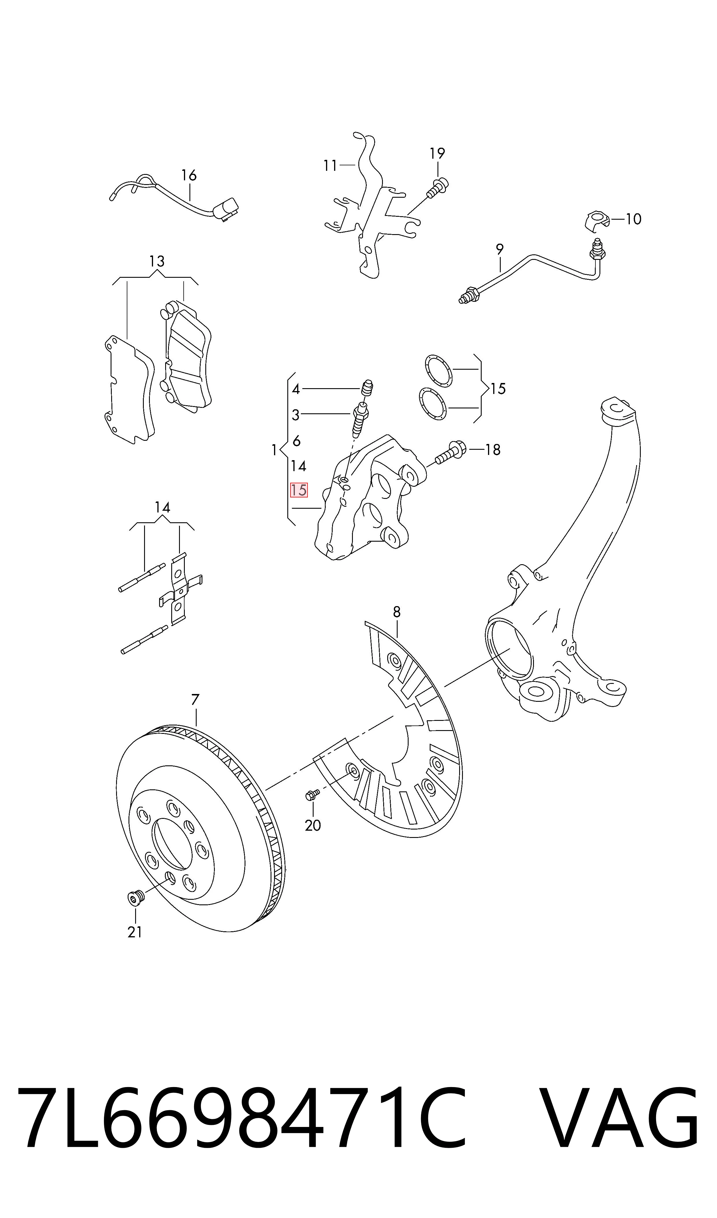 Kit de reparação de suporte do freio dianteiro VAG 7L6698471C preço, a partir de 19,03 USD