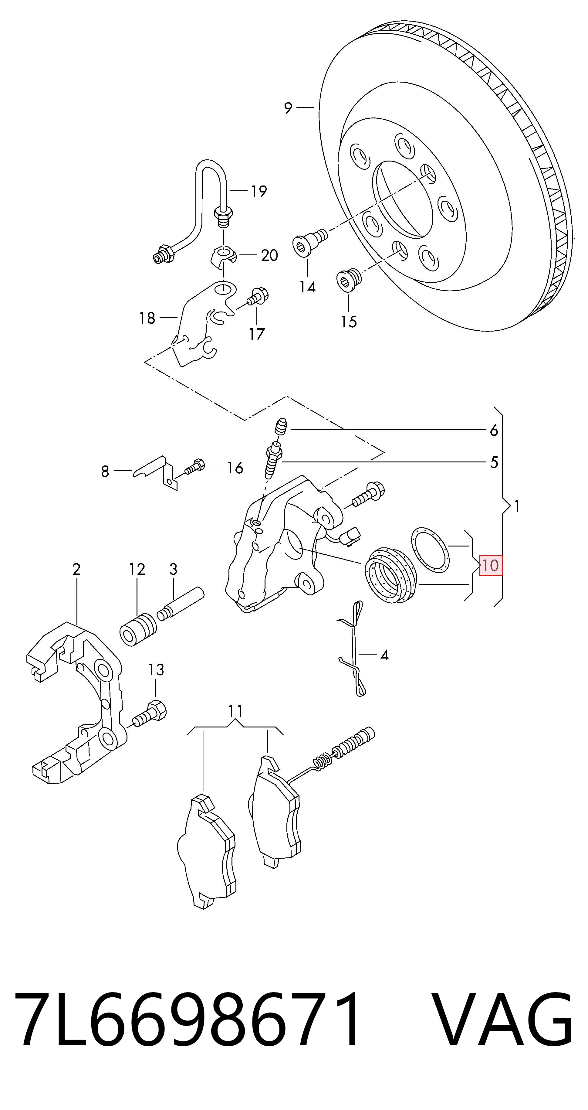 Kit de reparação de suporte do freio traseiro VAG 7L6698671 preço, a partir de 10,01 USD