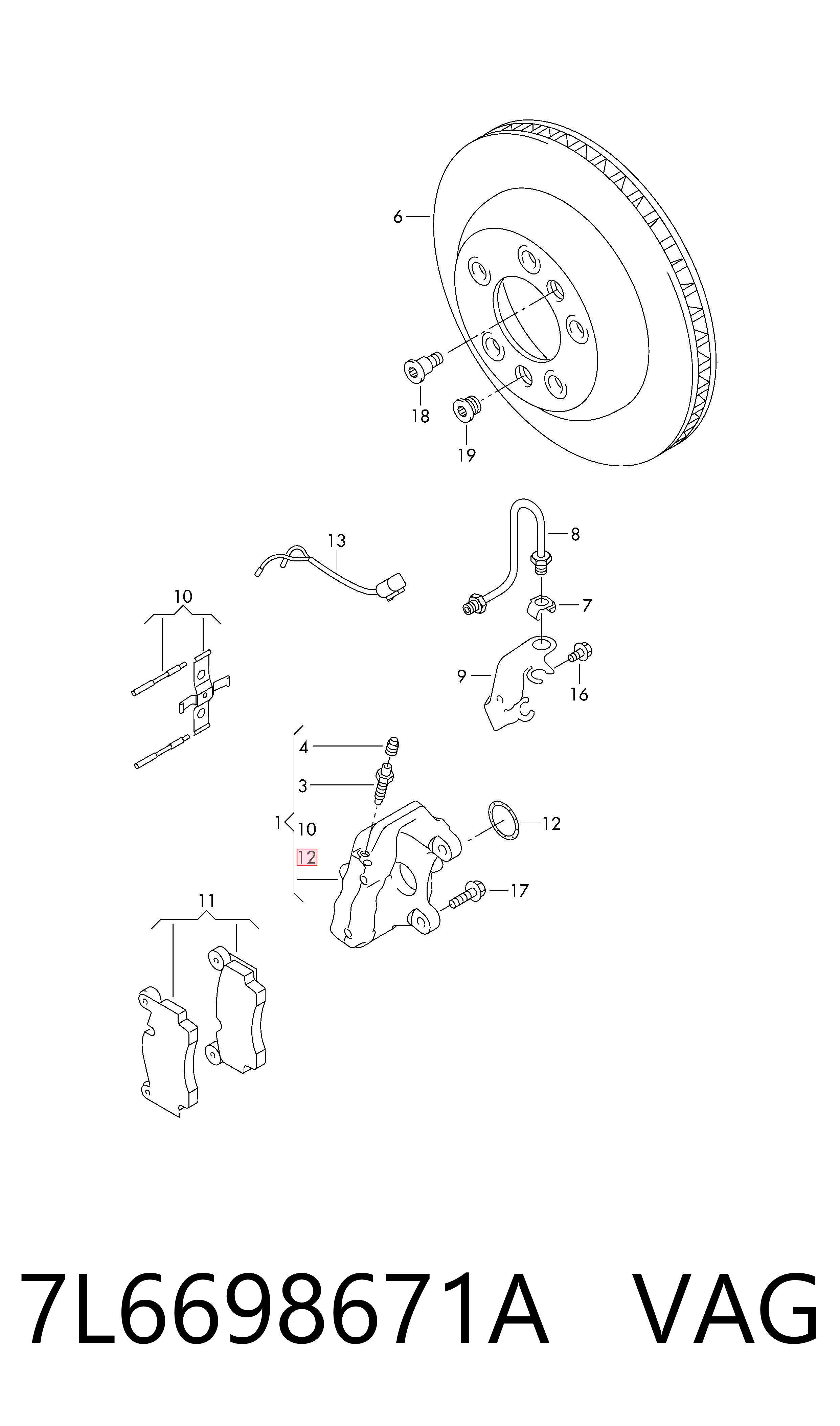 Kit de reparação de suporte do freio traseiro VAG 7L6698671A preço, a partir de 23,06 USD