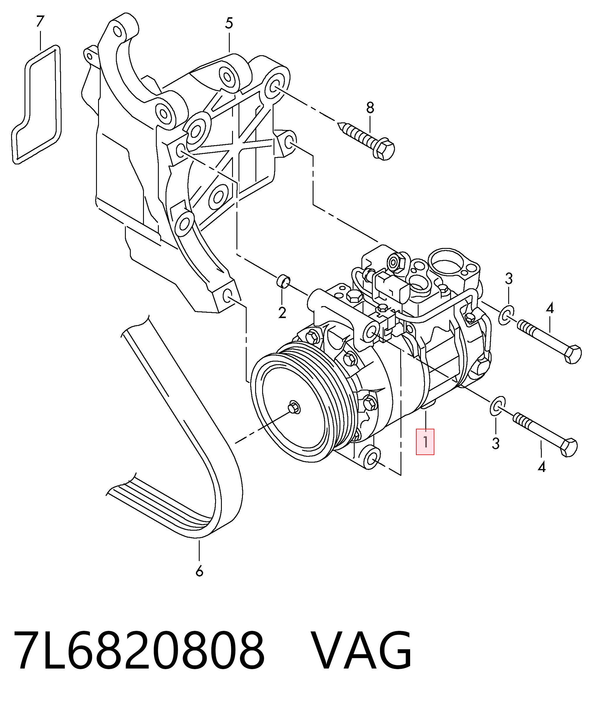 7L6820808 VAG Compressor de aparelho de ar condicionado