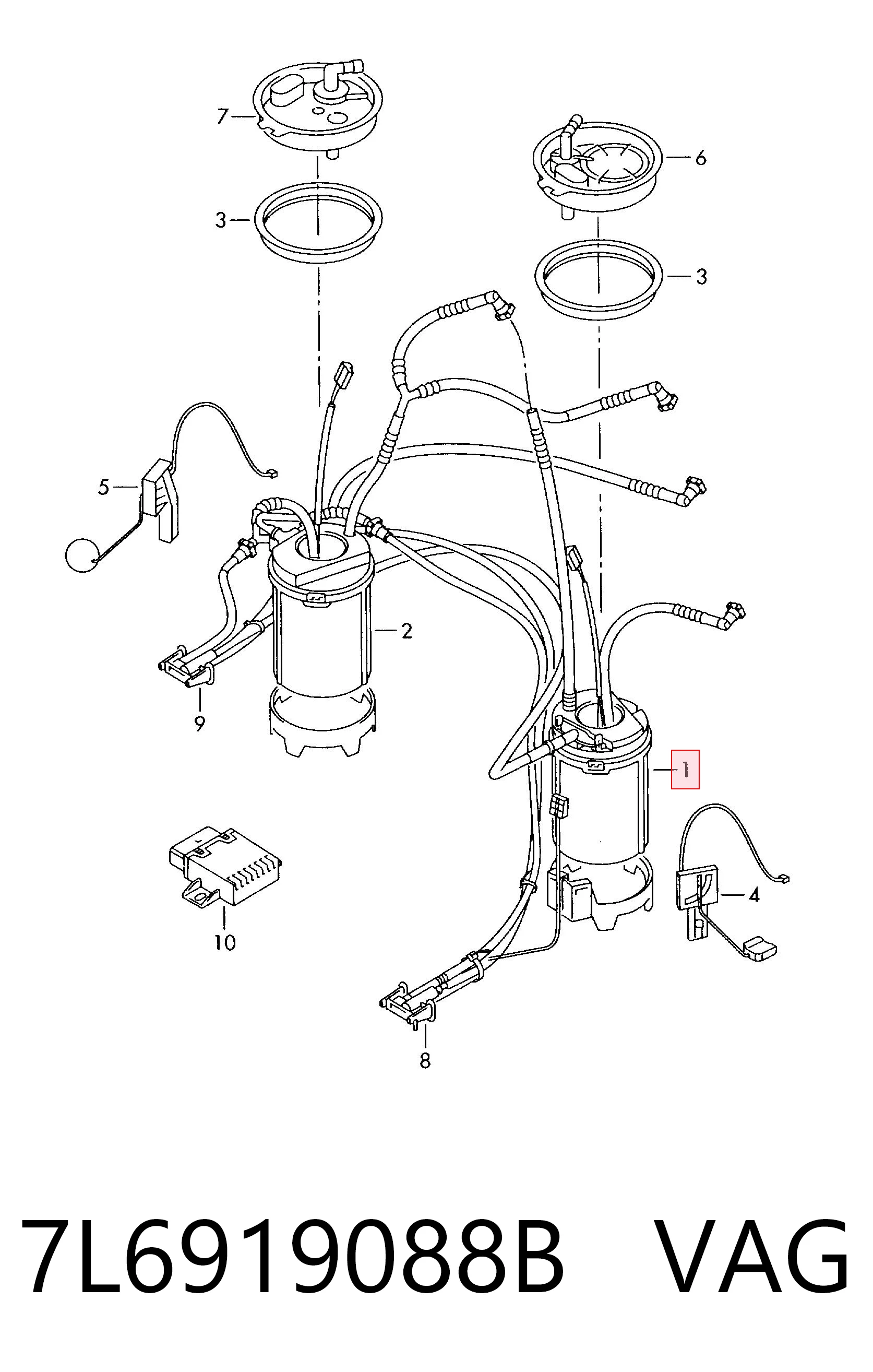 7L6919088B VAG Módulo de bomba de combustível com sensor do nível de combustível